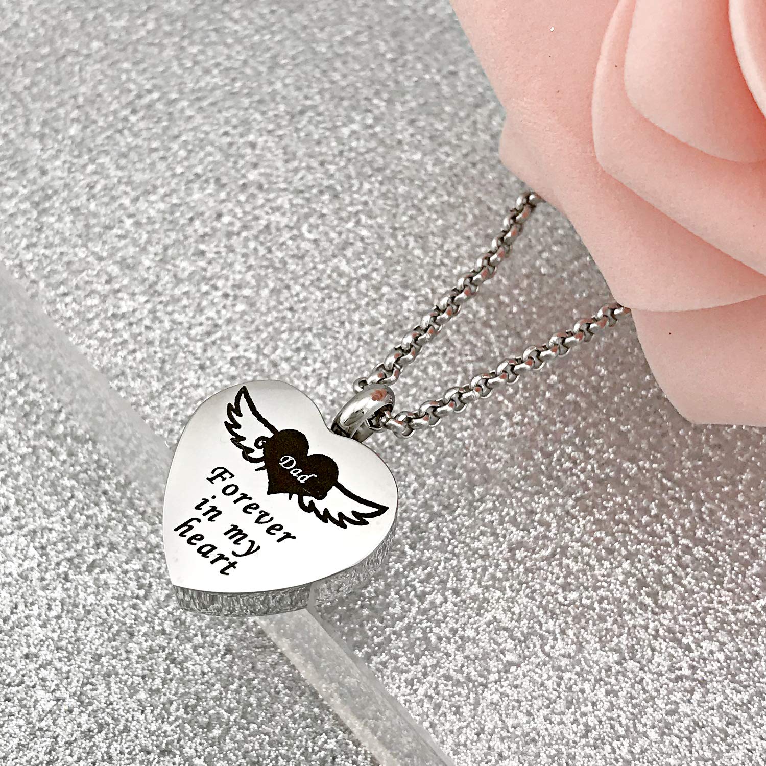 Memorial Urn Necklace for Ashes - Forever in My Heart Cremation Jewelry Pendant with Funnel Filler Kit | Keepsake for Loved Ones, Perfect for Remembrance & Daily Wear