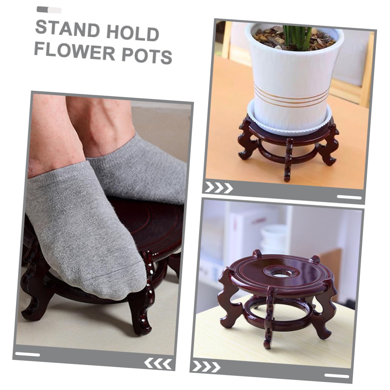 Yardwe Wooden Flower Pot Stand - Decorative Plant Holder for Indoor/Outdoor Use, Fishbowl Display Rack, Oriental Vase Base - Perfect for Home Decor, Aquarium & Garden Arrangements