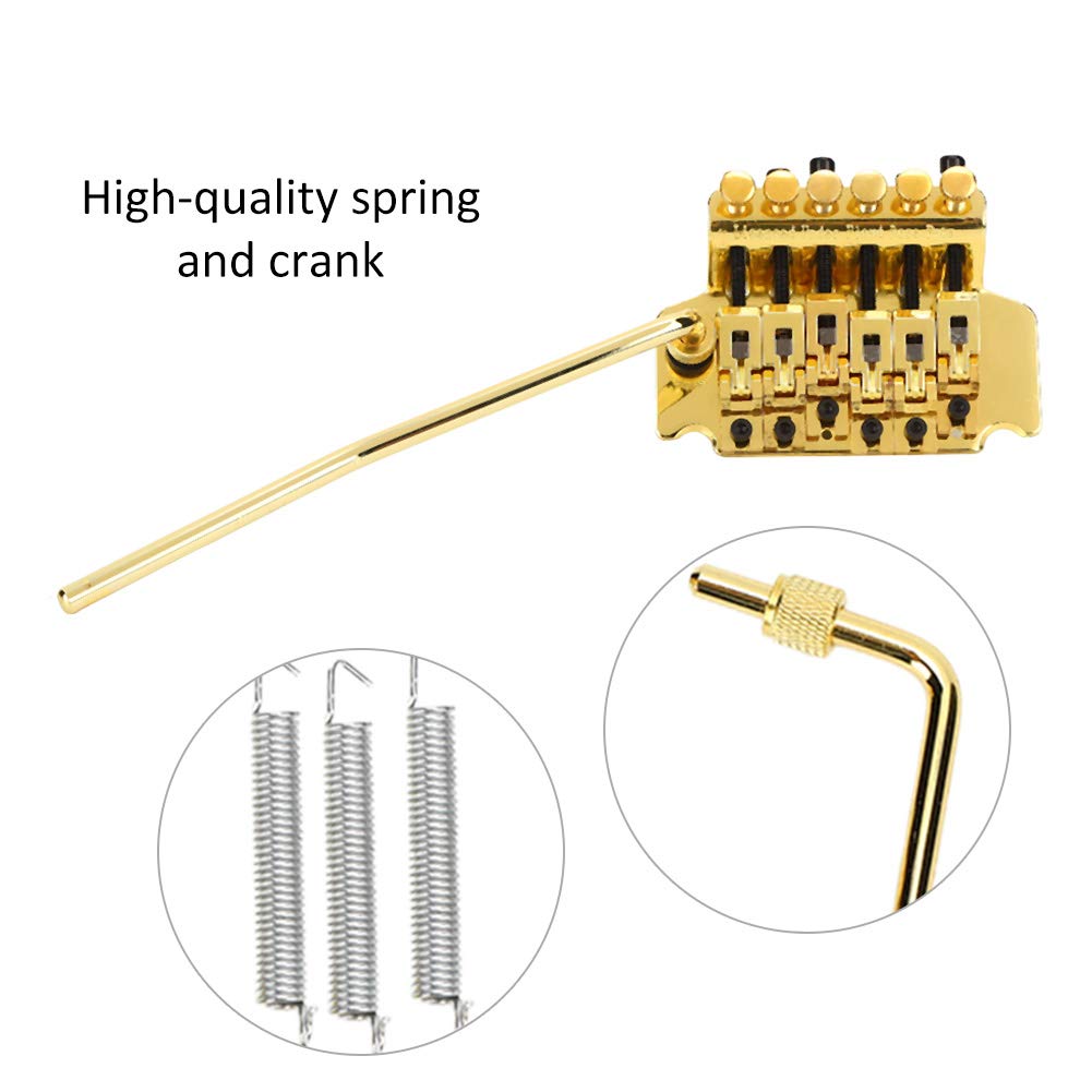 Double Locking Tremolo Bridge System for ST Electric Guitar - Gold | High Stability & Precision Tuning | Perfect for Rock, Metal & Live Performances