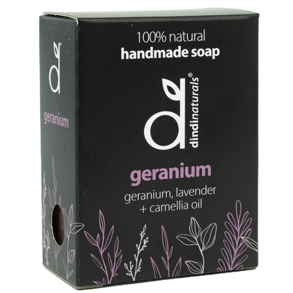 Dindi Naturals Geranium Scented Soap Bar 110g - Handmade Natural Soap for Sensitive Skin, Moisturizing & Aromatherapy - Perfect for Bath, Shower & Gift Giving