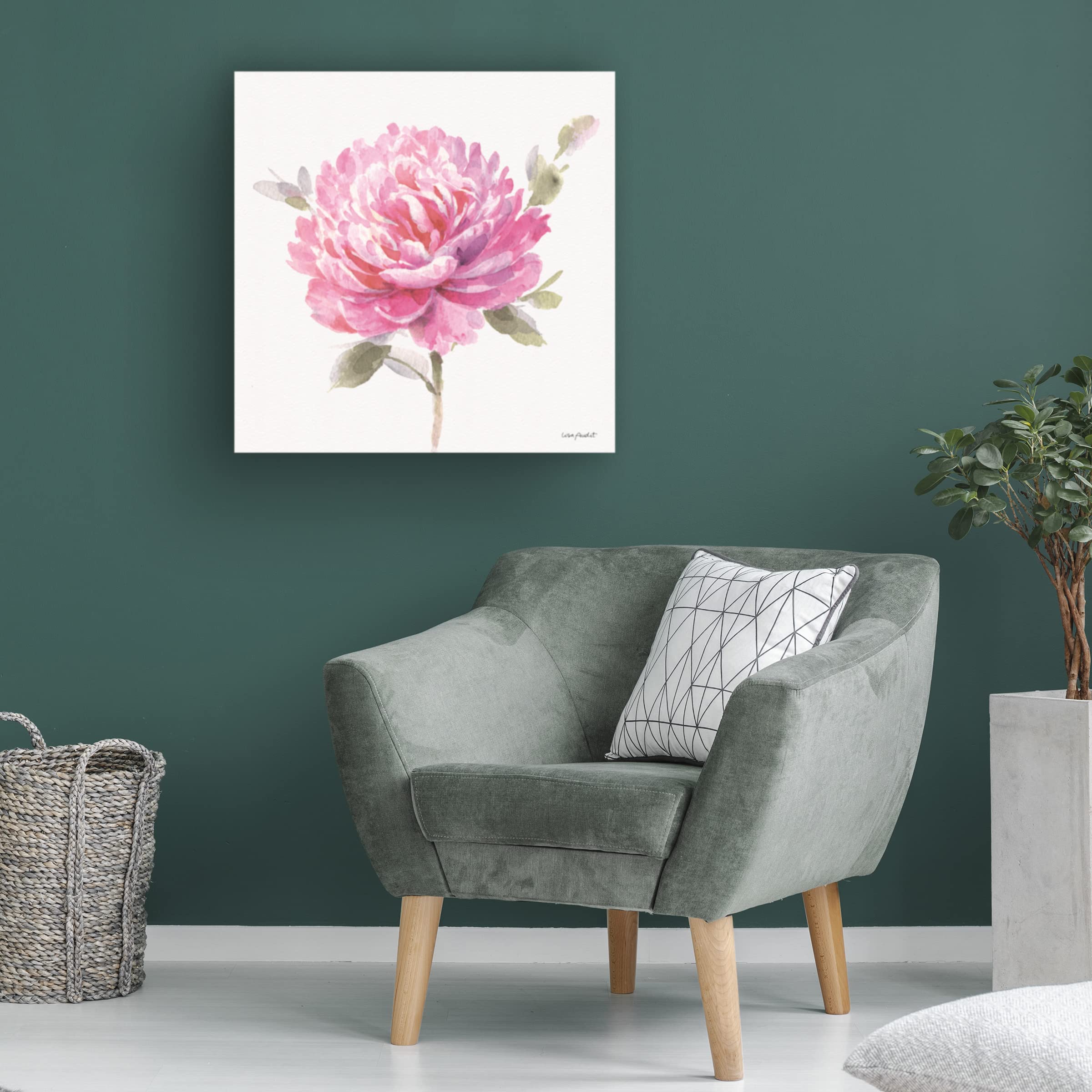 Lisa Audit 'Obviously Pink 03' Floral Canvas Wall Art Print - Modern Pink Flower Painting for Living Room, Bedroom & Office Decor