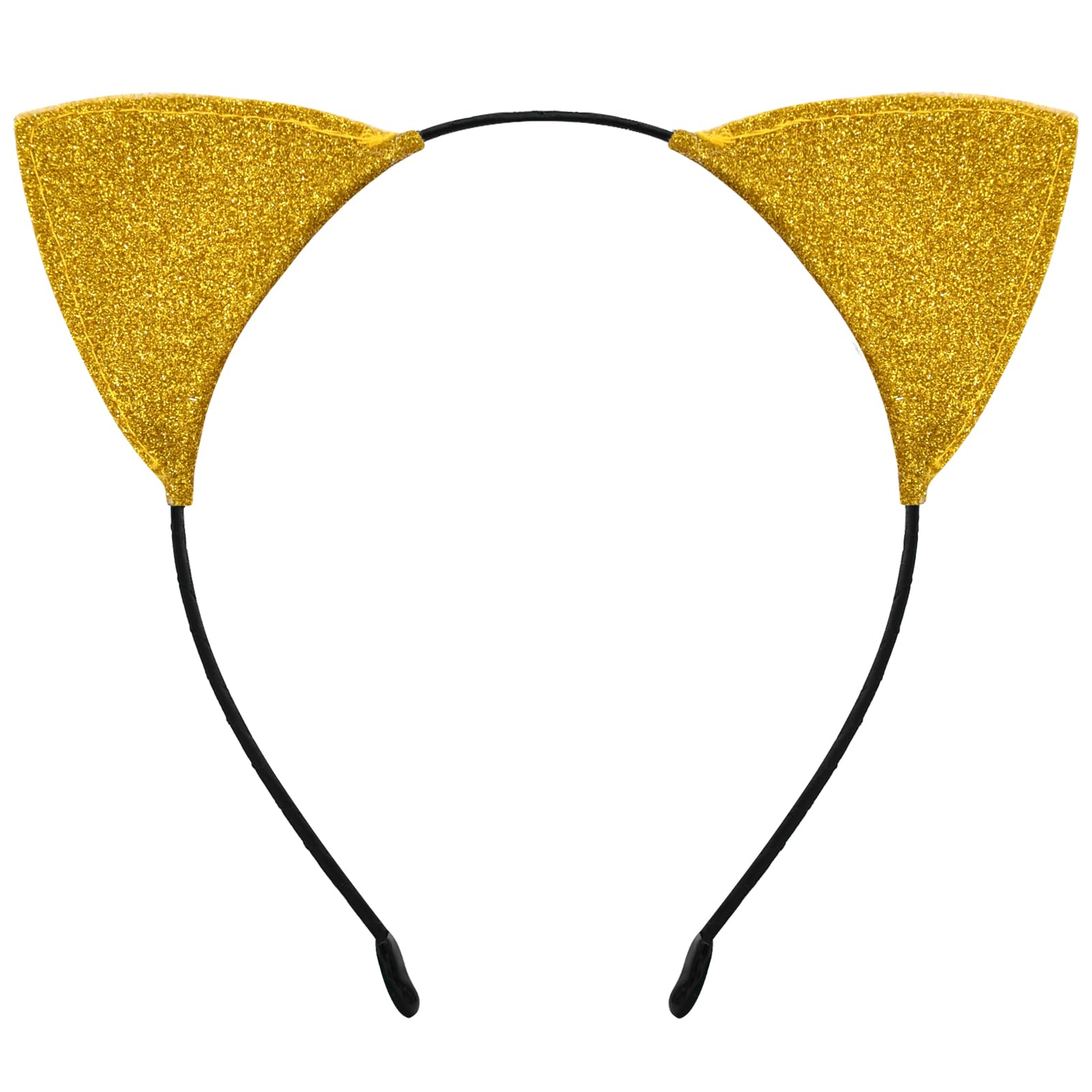 Sparkly Cat Ears Headband for Women & Girls - Glitter Hair Accessories for Halloween, Cosplay, Birthday Parties & Daily Wear | Gold Color Cat Costume Headband for Adults & Kids