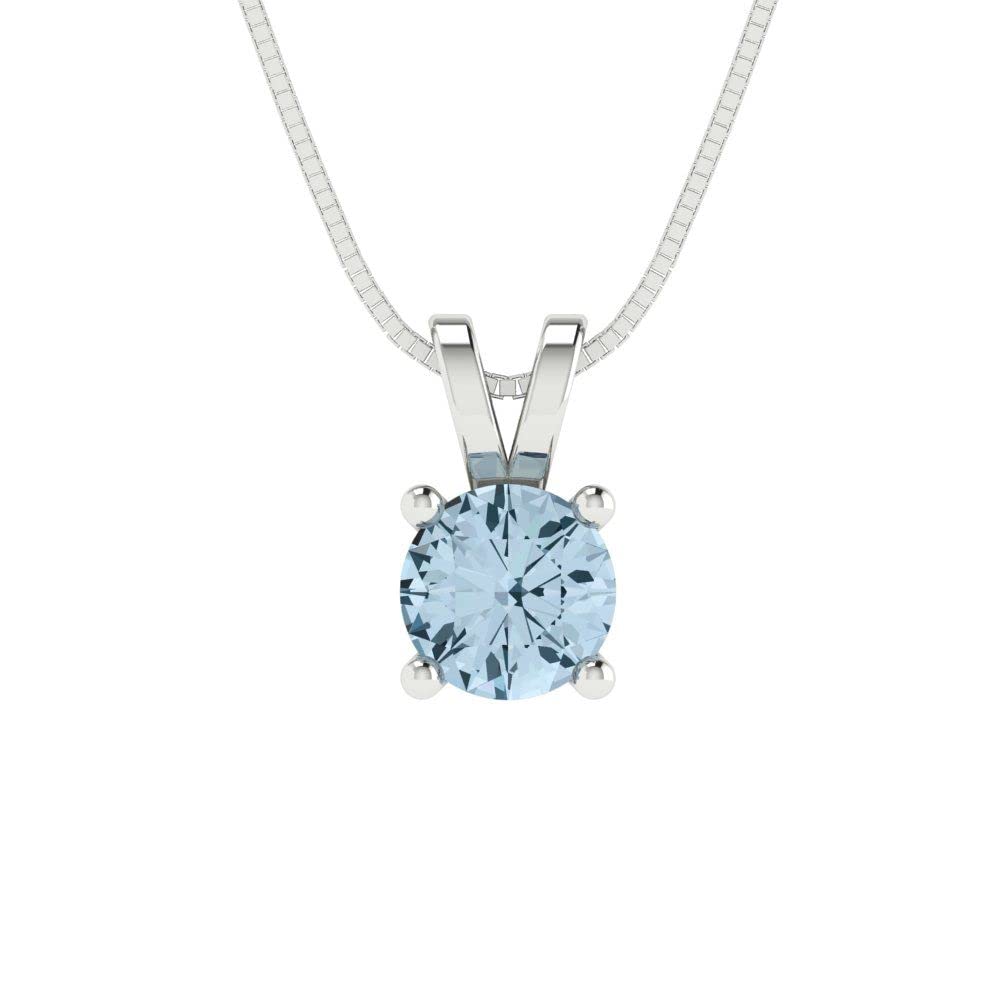 0.50 ct Natural Sky Blue Topaz Solitaire Pendant with 18