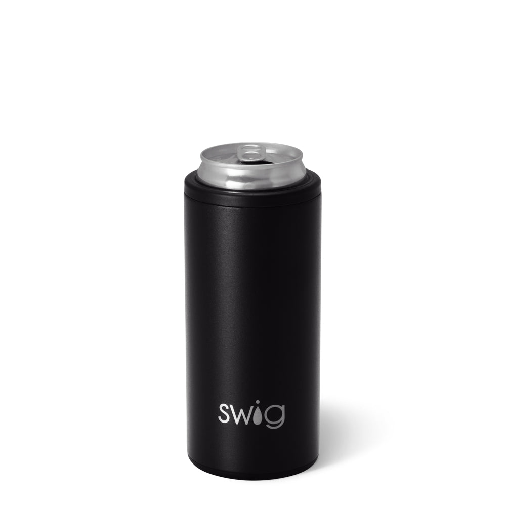 Black Skinny Can Cooler 12oz - Insulated Sleeve for Beer, Soda & Energy Drinks - Perfect for Parties, BBQs & Outdoor Activities