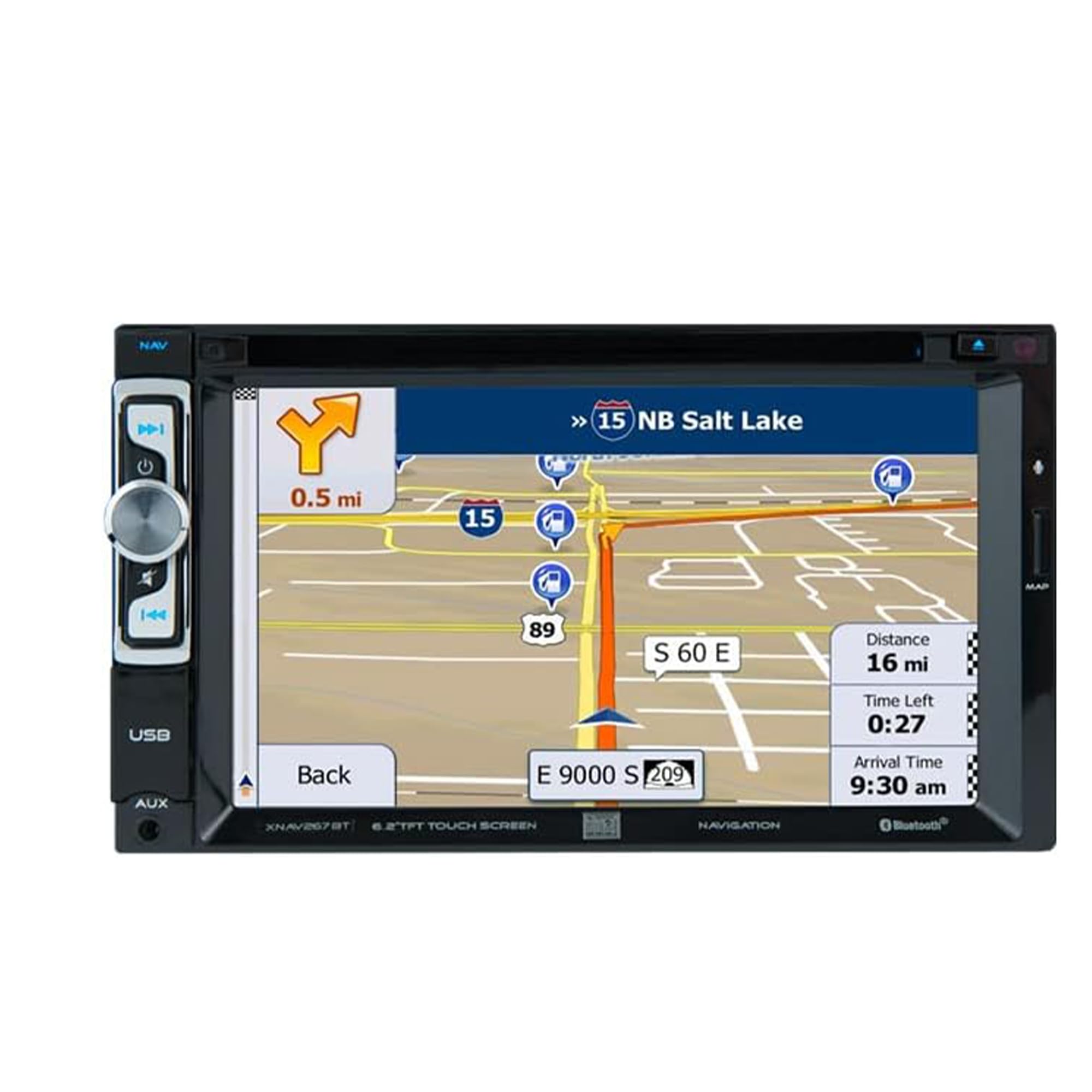Dual Electronics XNAV267BT 6.2-inch Double DIN Car Stereo with GPS Navigation, Bluetooth, USB iPhone Control, CD/DVD Player - Perfect for Road Trips & Hands-Free Driving
