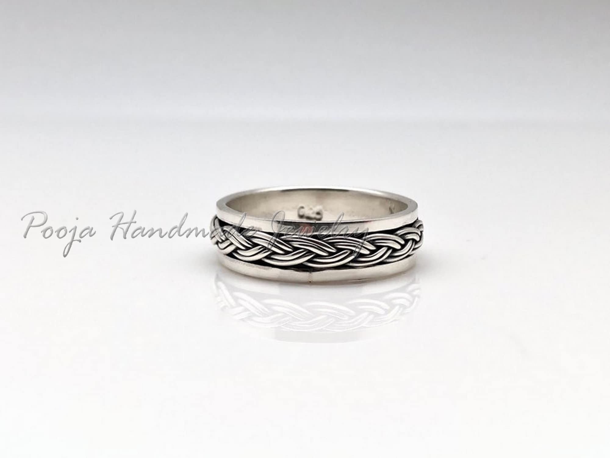 925 Sterling Silver Oxidized Braided Spinner Ring – Handcrafted Double Braid Spin Ring for Women, Stress Relief Fidget Jewelry, Unique Gift for Her – Perfect for Everyday Wear, Anxiety Relief & Stylish Accessories
