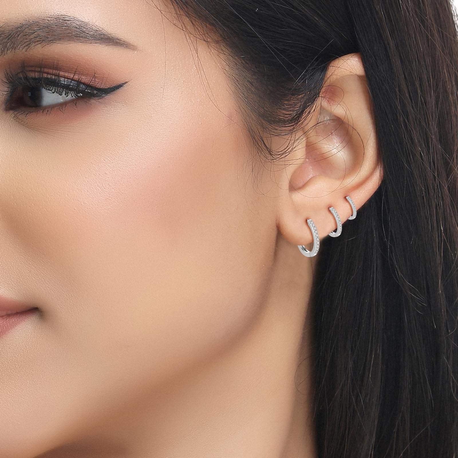 8 Pairs Hypoallergenic Earrings Set for Multiple Piercing - Surgical Steel Flat Back Studs & Sterling Silver/Gold Huggie Hoops | Women & Men Cartilage Earrings | Perfect for Daily Wear, Gifts & Layering Looks