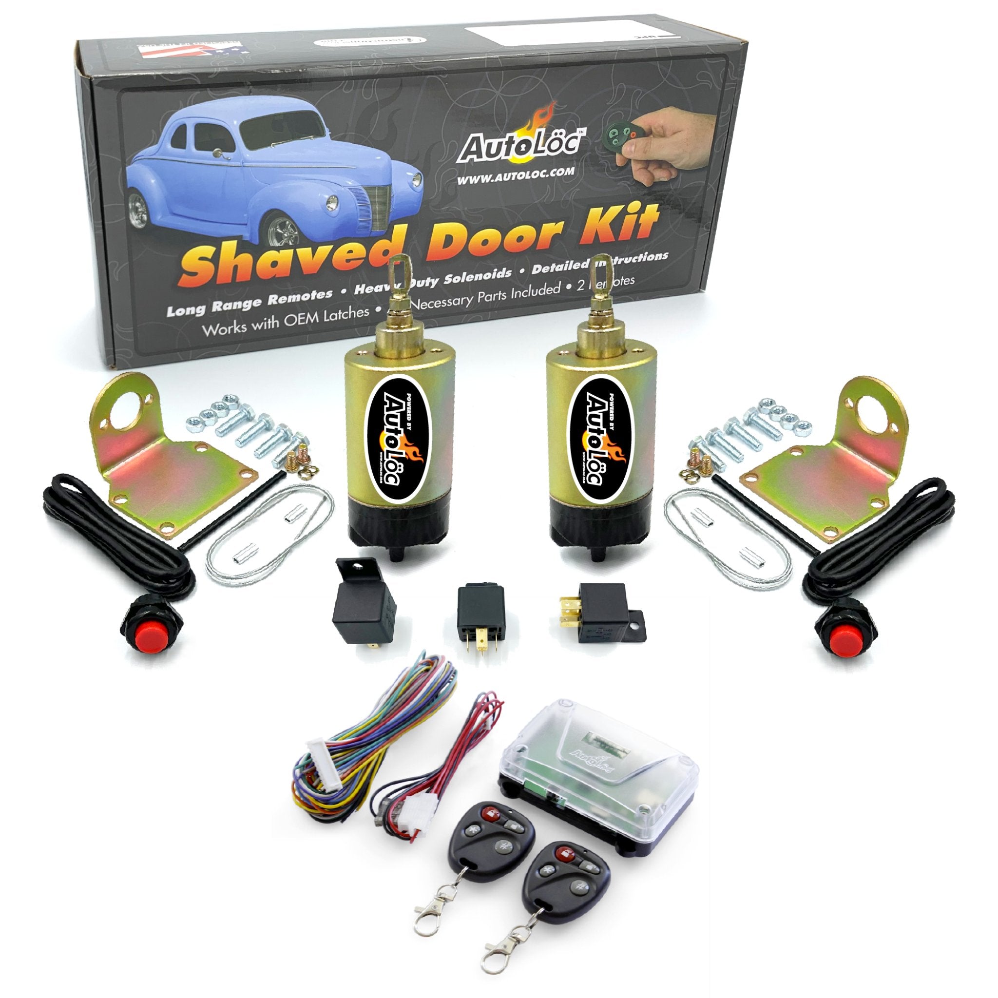 1903 Cadillac Model A Remote Shaved Door Handle Kit with 35 lb Solenoids & 4CH Keyless Entry System - Classic Car Customization for Smooth Door Operation & Enhanced Security