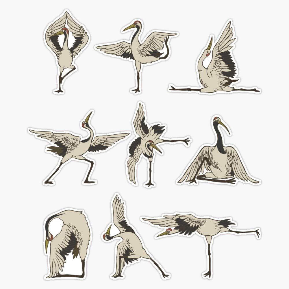 5 Inch Waterproof Crane Bird Yoga Vinyl Sticker - Decal for Cars, Laptops & Yoga Mats - EVAN-YOGA-STICKERS-7930 | Perfect for Yoga Enthusiasts & Nature Lovers