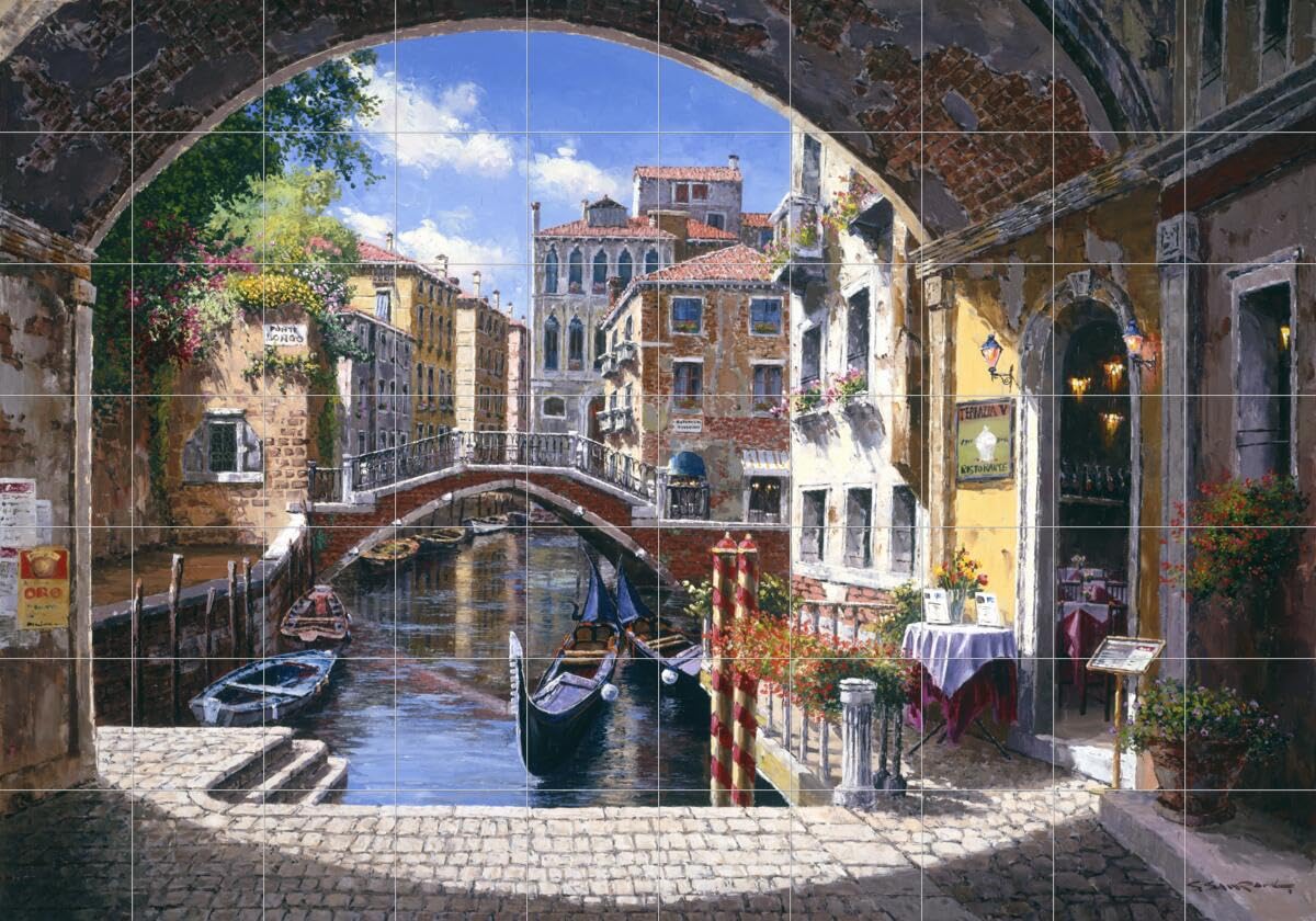 Ceramic Backsplash Tile Mural - Archway to Venice by Sam Park/Soho Editions - Elegant Kitchen Wall Decor for Modern & Classic Homes