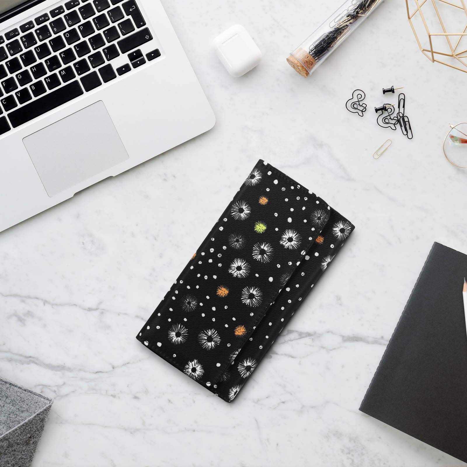 HUA ANGEL Slim Long Tri-Fold Wallet for Women - Ultra Thin Leather Card Holder with 12 Slots & Zippered Coin Pocket - Perfect for Everyday Use, Travel, and Gift Giving