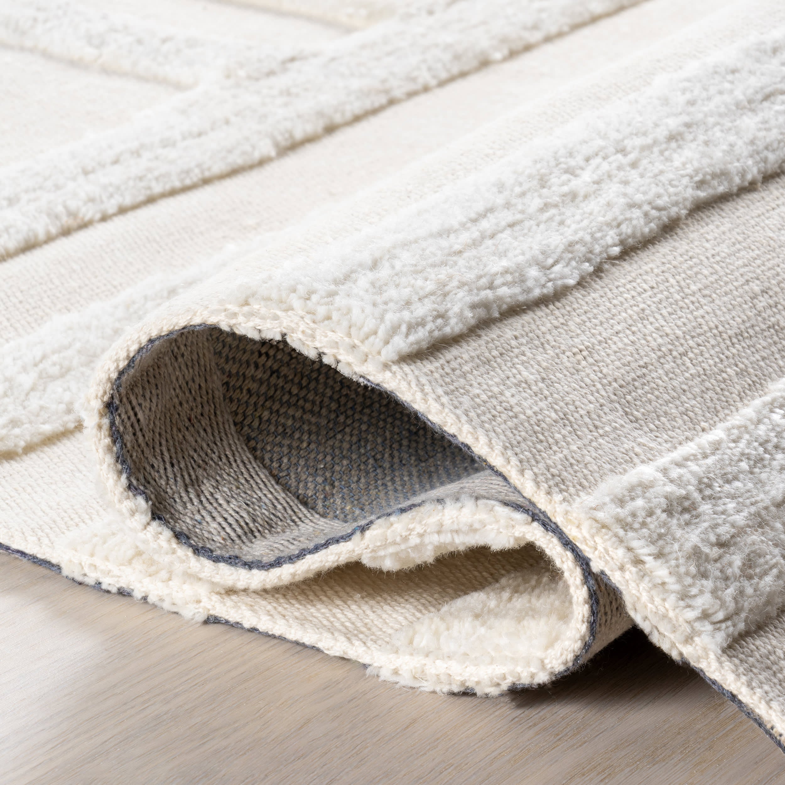 Stylish Ivory Textured Area Rug for Living Room, Bedroom & Office - Downtown Collection | Soft & Durable Home Decor