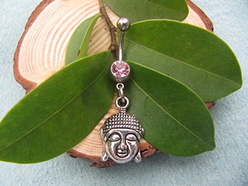 2Pcs Buddha Belly Button Rings - Stainless Steel Navel Piercing Jewelry for Women - Yoga & Meditation Spiritual Body Jewelry - Perfect for Yoga Studios, Festivals and Boho Fashion