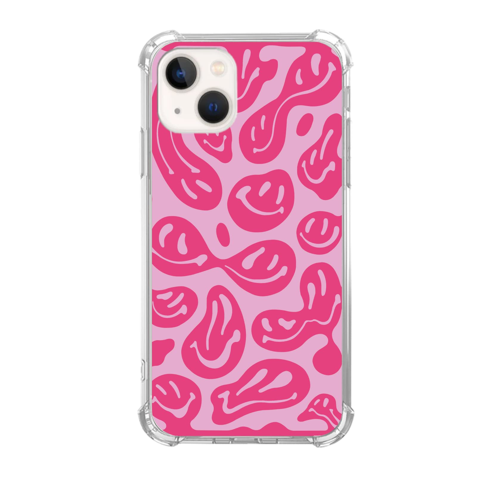 Pink Melting Smile Face iPhone 13 Case - Trendy Aesthetic Trippy TPU Bumper Cover for Teens & Adults | Perfect for Everyday Use, Parties & Gifting