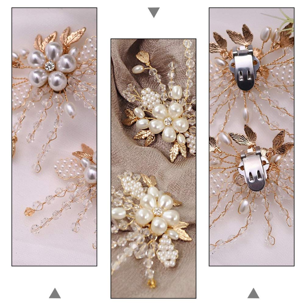 1 Pair Elegant Pearl & Rhinestone Shoe Clips - Crystal Bridal Shoe Buckles, Floral Shoe Charms for DIY Wedding Party Shoes Decoration - Perfect for Bridesmaids, Prom, and Formal Occasions