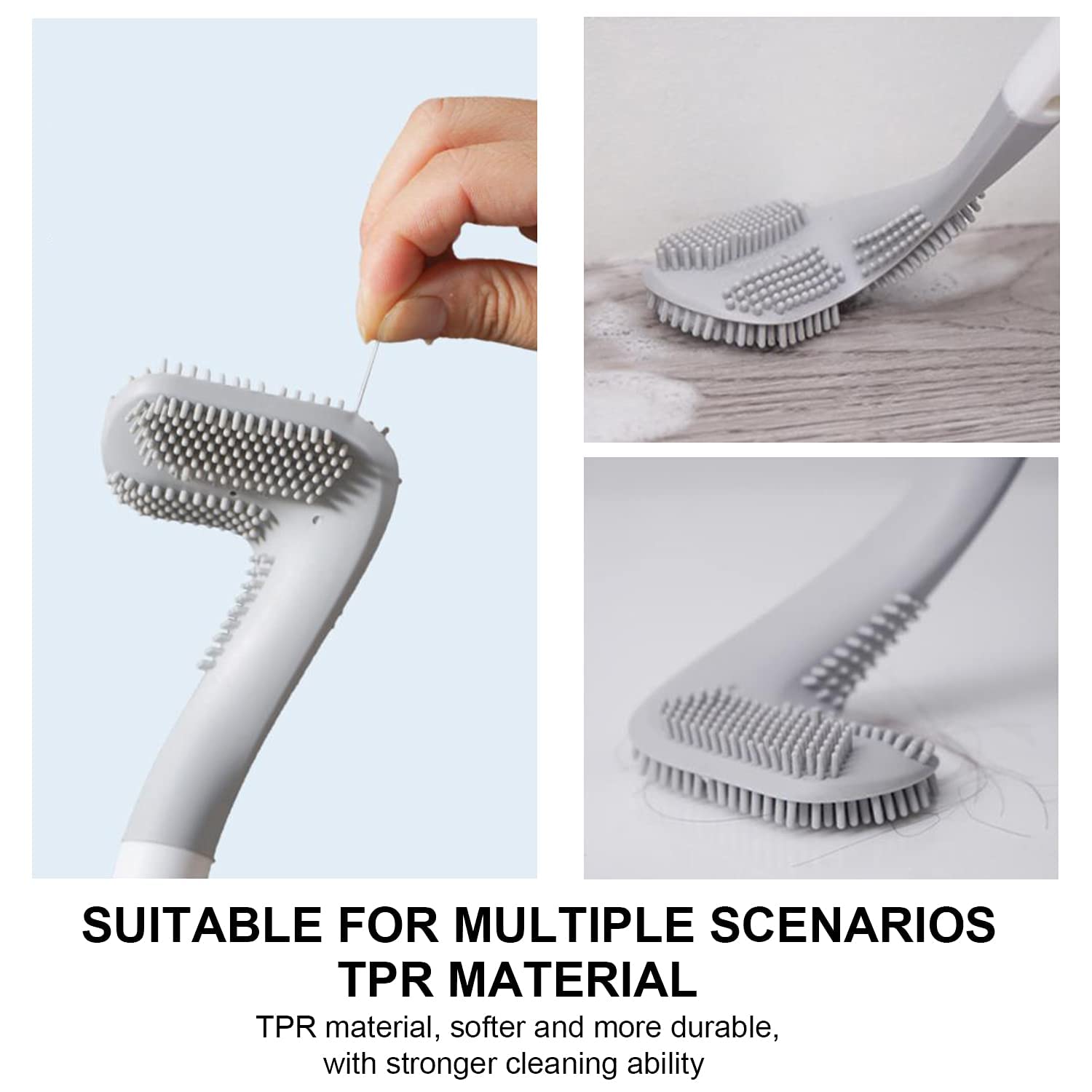 Flexible Silicone Toilet Brush and Holder Set - Long Handle Bathroom Cleaning Brush, No Drill Wall Mount, Quick Drying (White) - Ideal for Golf Lovers, Perfect for Toilet Bowl Cleaning in Small Bathrooms & RVs
