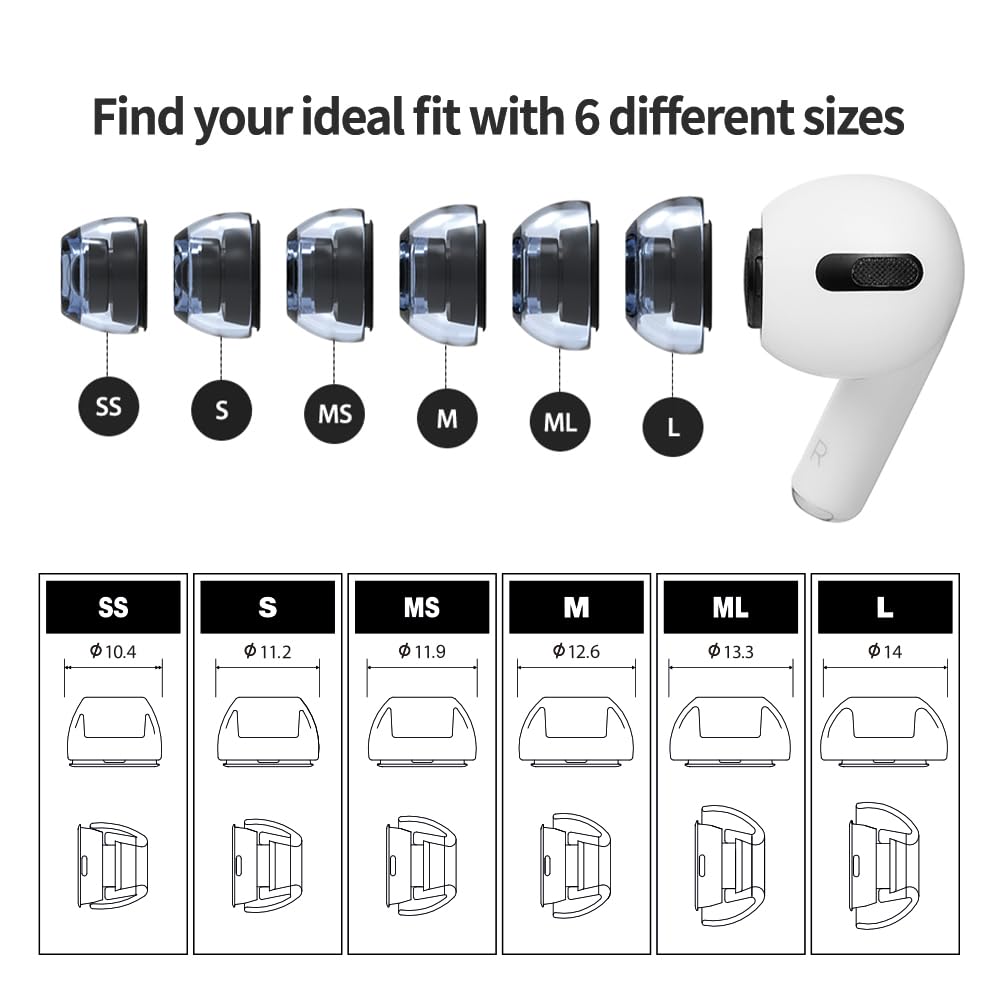 AZLA SednaEarfit XELASTEC AirPods Pro Tips (1st/2nd Gen) - Premium Silicone Replacement for Comfort & Noise Isolation