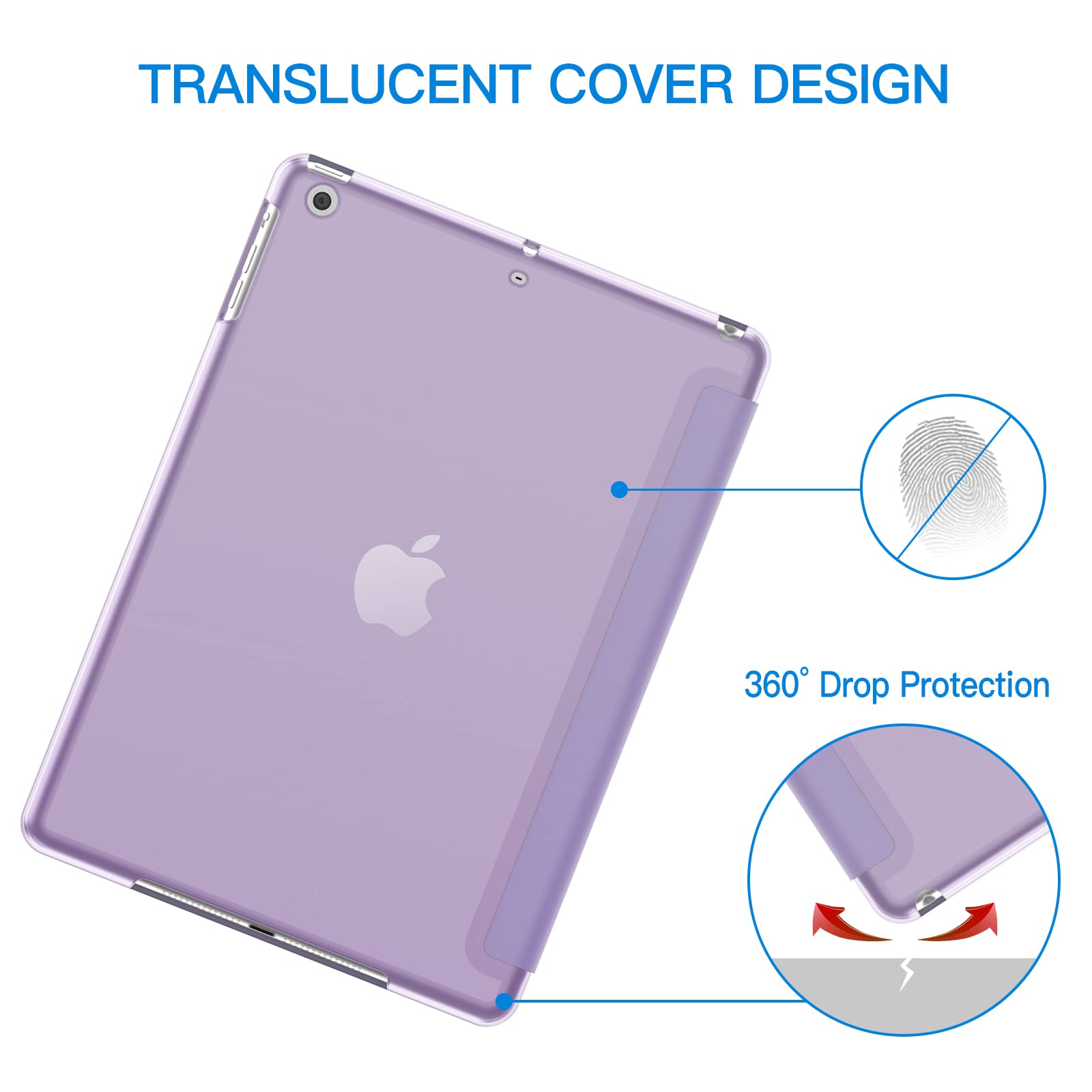 JETech iPad Air 1st Generation Case (9.7 Inch) - Light Purple Smart Cover with Auto Wake/Sleep Feature | Compatible Only with iPad Air 1 (Not for Air 2/3/4/5) | Perfect for Work, School & Travel Protection