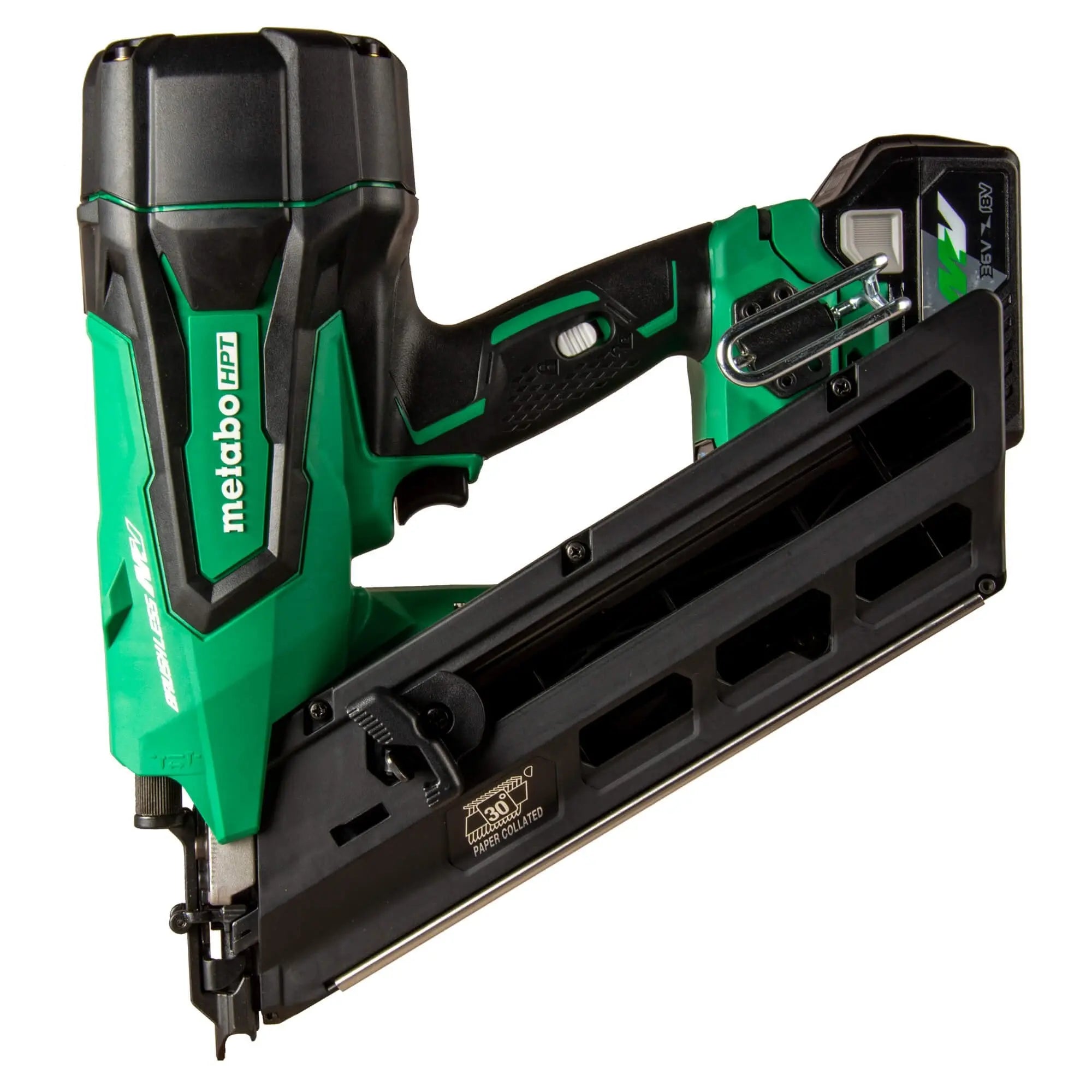 Metabo NR3690DCM 36V Cordless Paper Strip Framing Nailer Kit with 2.5Ah Battery - Perfect for Framing, Roofing, and Construction Projects