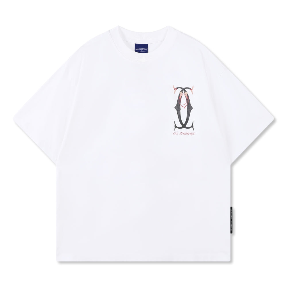 ORI FREDERIQO Printed Short Sleeve T-Shirt - White | Casual Summer Wear & Street Style Outfit