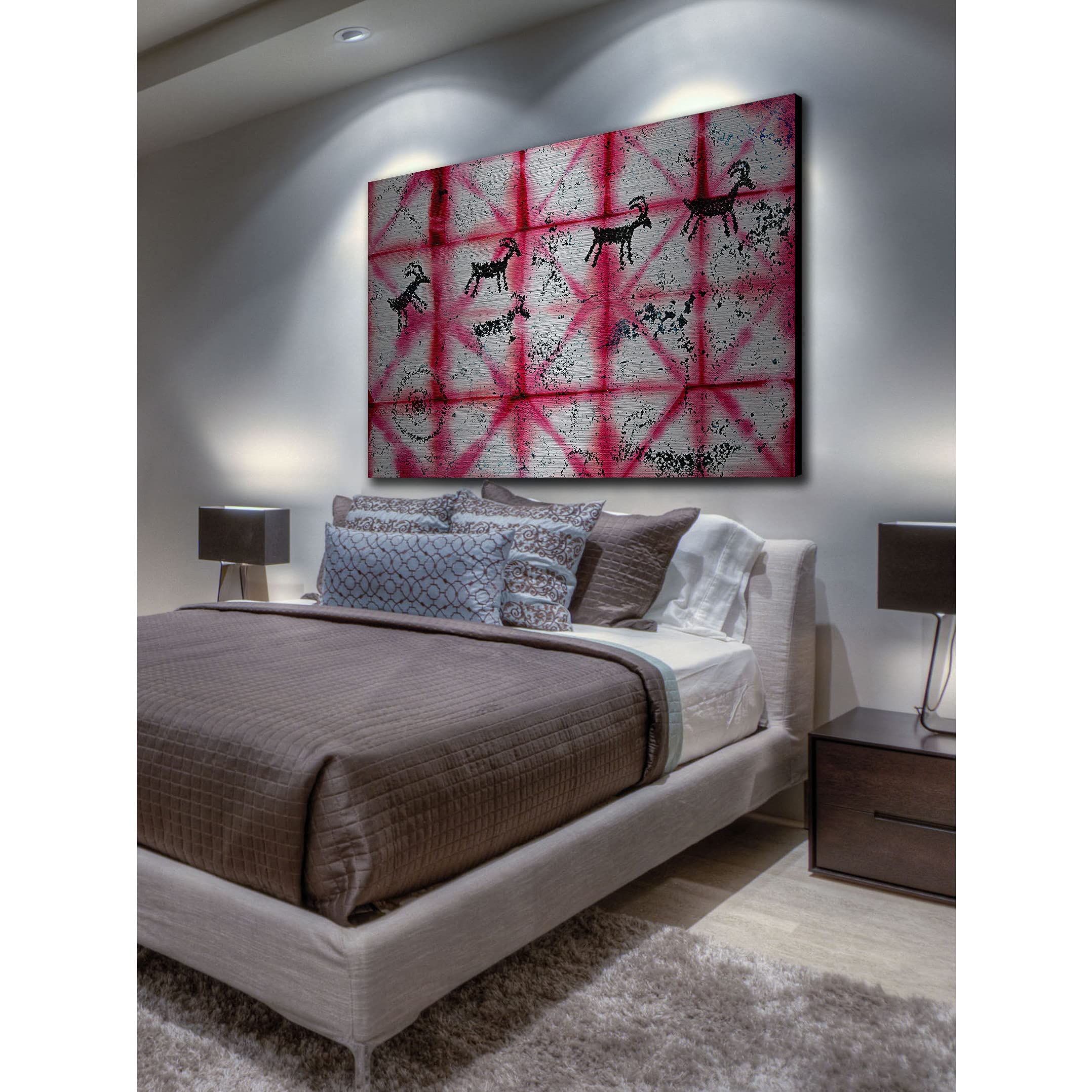 Marmont Hill - Handmade Pink Hieroglyph Aluminum Wall Art 24