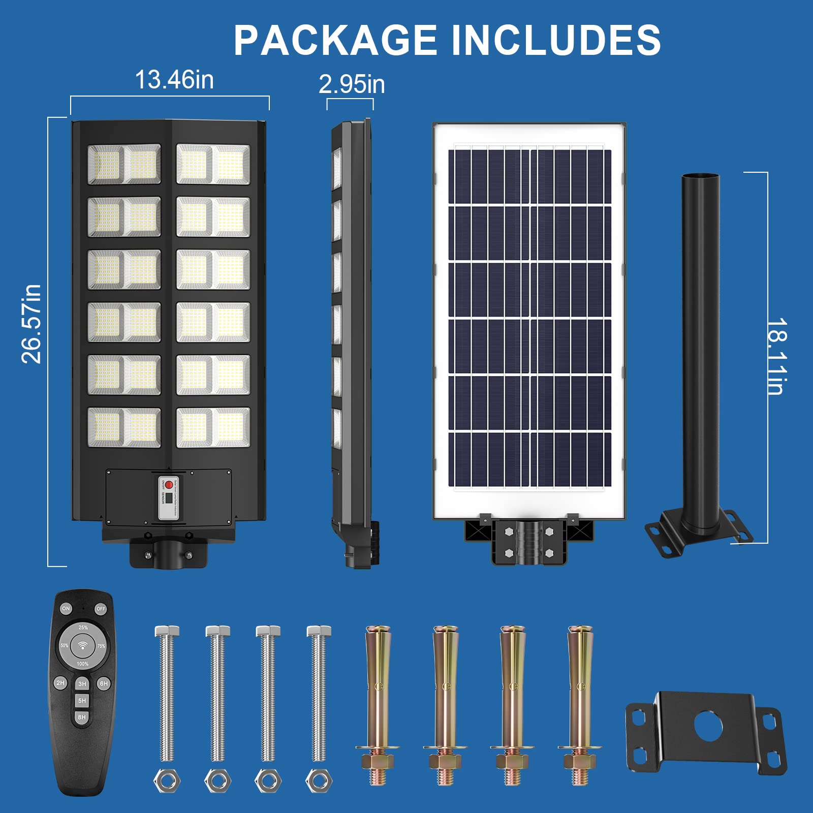 1600W Solar Street Lights - 160,000LM High Brightness Outdoor Solar Lights, IP66 Waterproof for Driveway, Parking Lot, Garden, Yard, Backyard | Perfect for Pathway Illumination, Security Lighting and Energy-Saving Outdoor Decor
