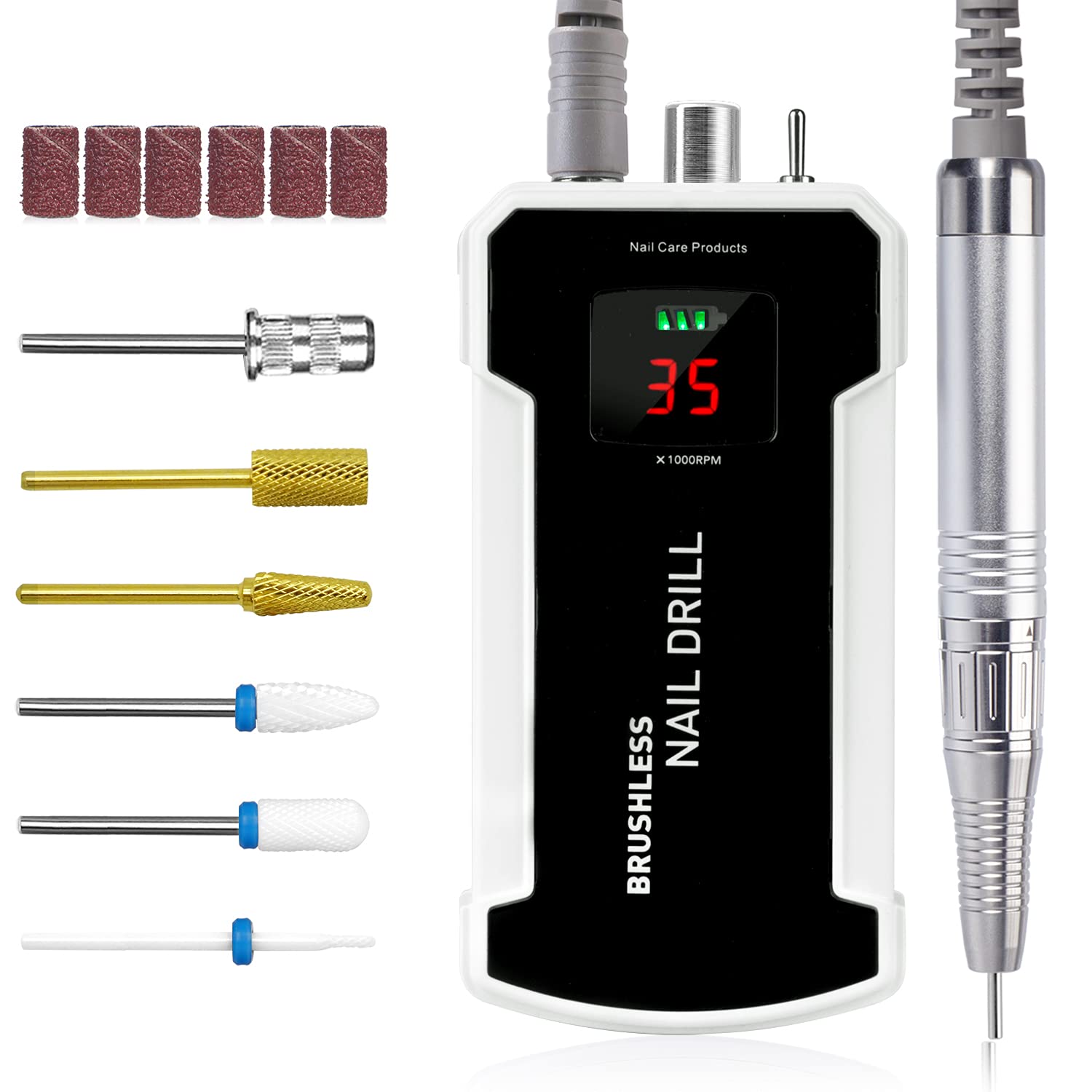 Professional IMENE 35,000RPM Rechargeable Brushless Nail Drill Machine - Portable E-File for Acrylic, Gel & Natural Nails (Black) | Perfect for Salon & Home Manicure/Pedicure