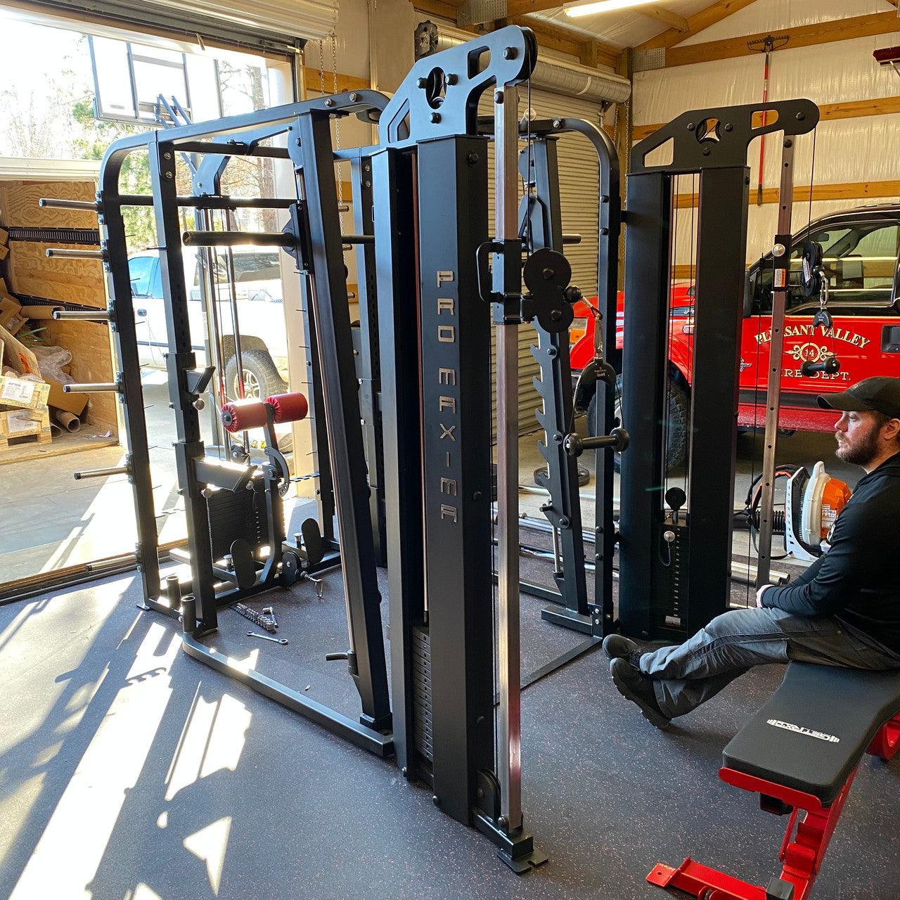 ProMaxima Outlaw Functional Smith Machine Rack System - Heavy Duty Home Gym Equipment for Strength Training & Weight Lifting - Perfect for Home Workouts, CrossFit, and Commercial Gyms