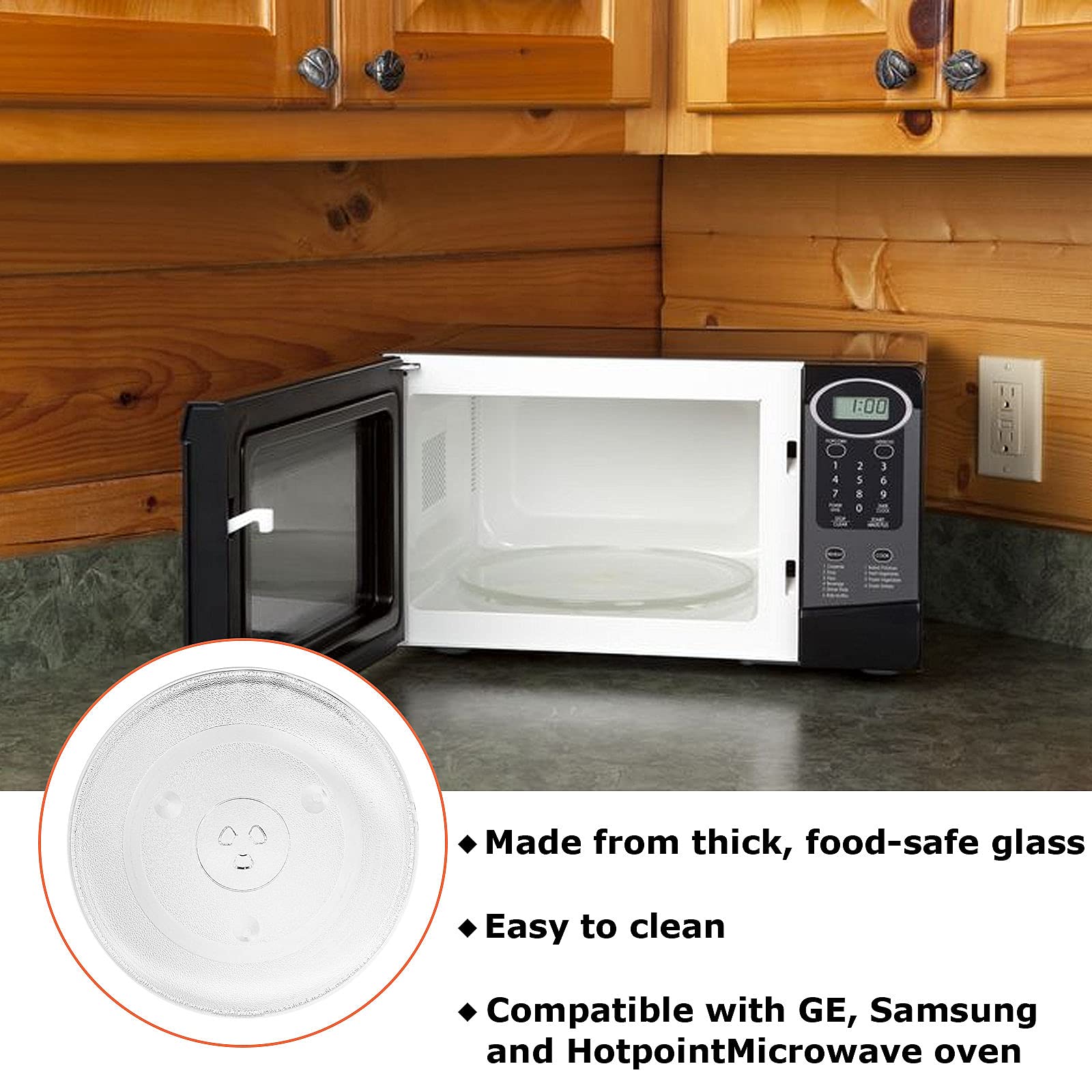 12.5 Inch (31.5cm) Microwave Glass Turntable Plate Replacement - Compatible with LG, Samsung, Kenmore, Hotpoint, Panasonic & GE Microwaves - Durable Glass Tray for Smooth Rotation & Even Heating - Perfect for Replacing Broken or Missing Microwave Turntables