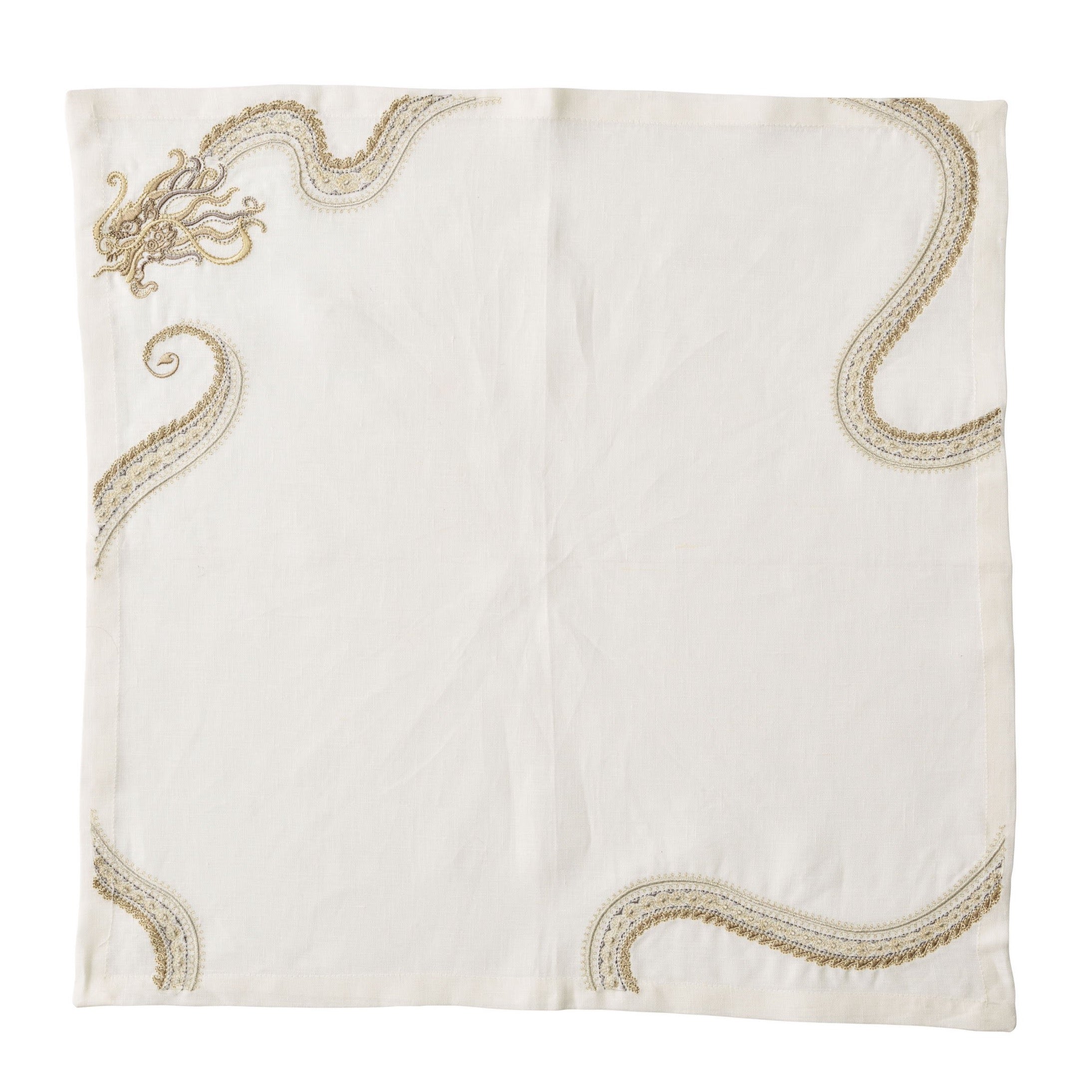 Imperial Dragon Napkin Set - Elegant White, Gold, Silver for Wedding, Party & Holiday Table Decor - Premium Quality Paper Napkins for Special Occasions