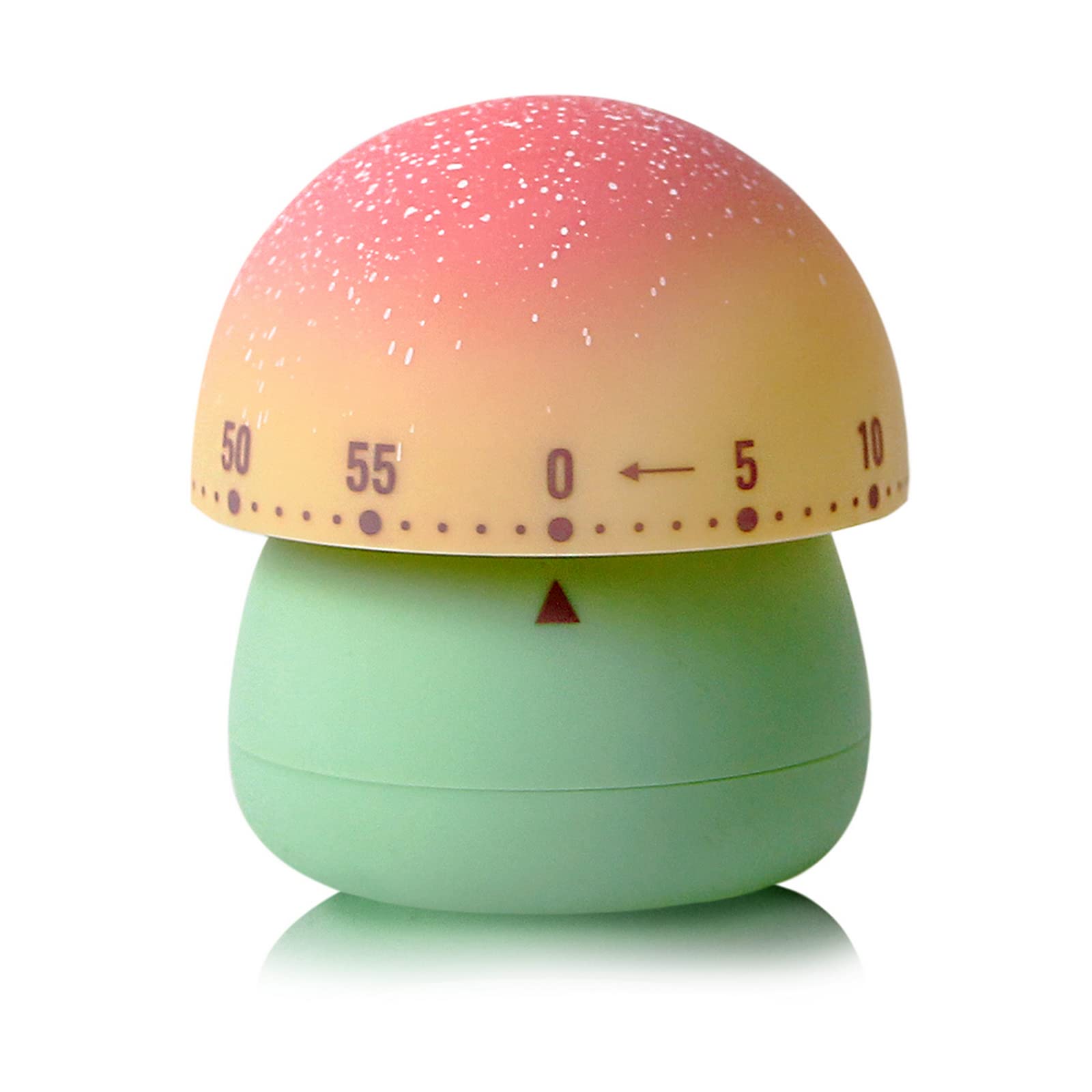 60-Minute Wind Up Mechanical Kitchen Timer - Cute Mushroom-Shaped Manual Countdown Timer for Kids, Cooking, Baking, Classroom & Study - Green Base Home & Office Essential