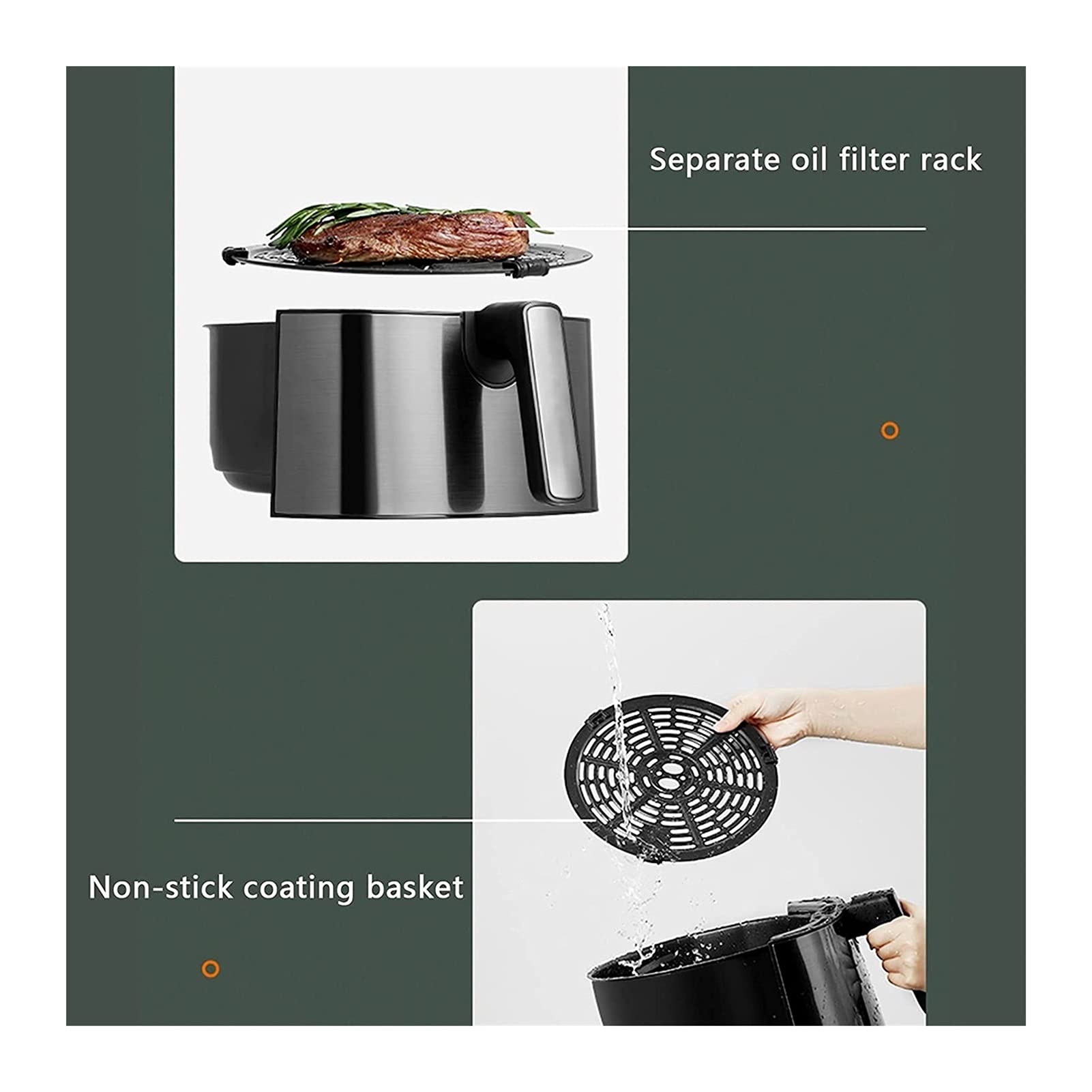 HHWKSJ 4.5L Air Fryer Oven - 1500W One-Touch Digital Screen with Preheat & Delay Start for Healthy Frying, Roasting, Baking, Grilling | Perfect for Family Dinners, Quick Meals & Low-Fat Cooking