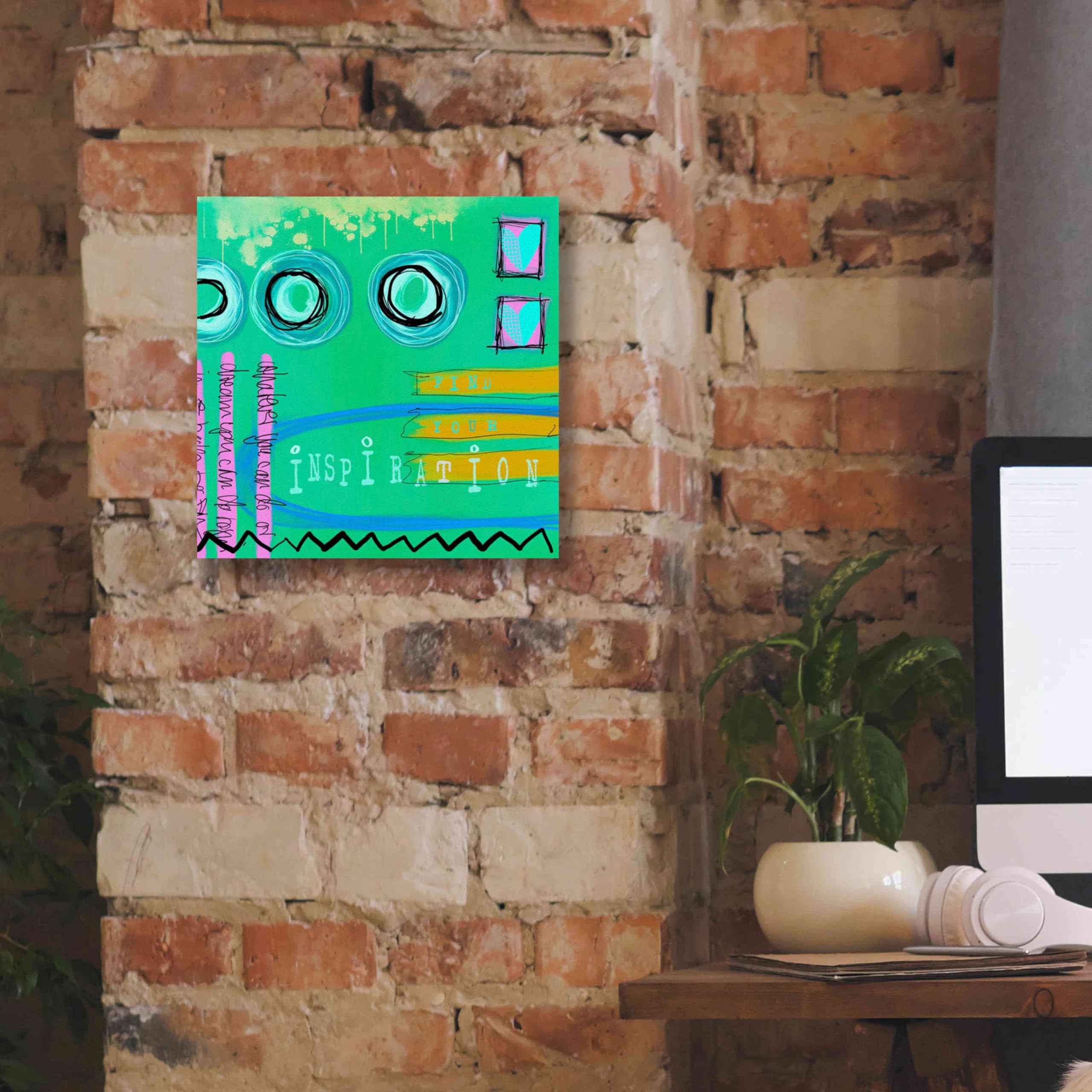 Abstract Inspiration Graffiti Wall Art by Andrea Haase - 12x12 Inch Giclee Canvas Print - Perfect for Living Room, Bedroom & Office Decor
