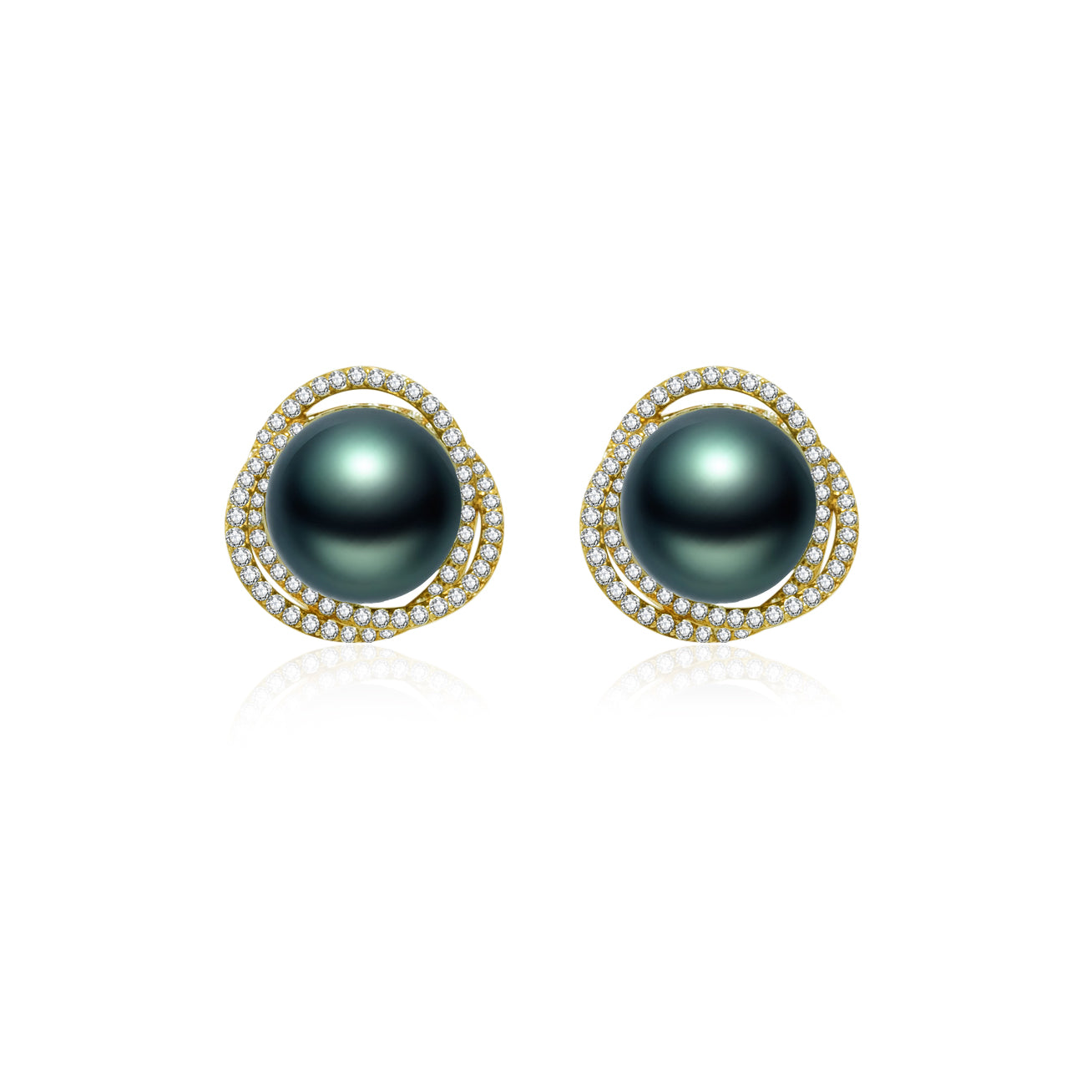 18K Gold Tahitian Pearl Earrings for Women - Luxury Dangle Earrings with Black Pearls - Perfect for Weddings, Parties & Special Occasions (KE00130)