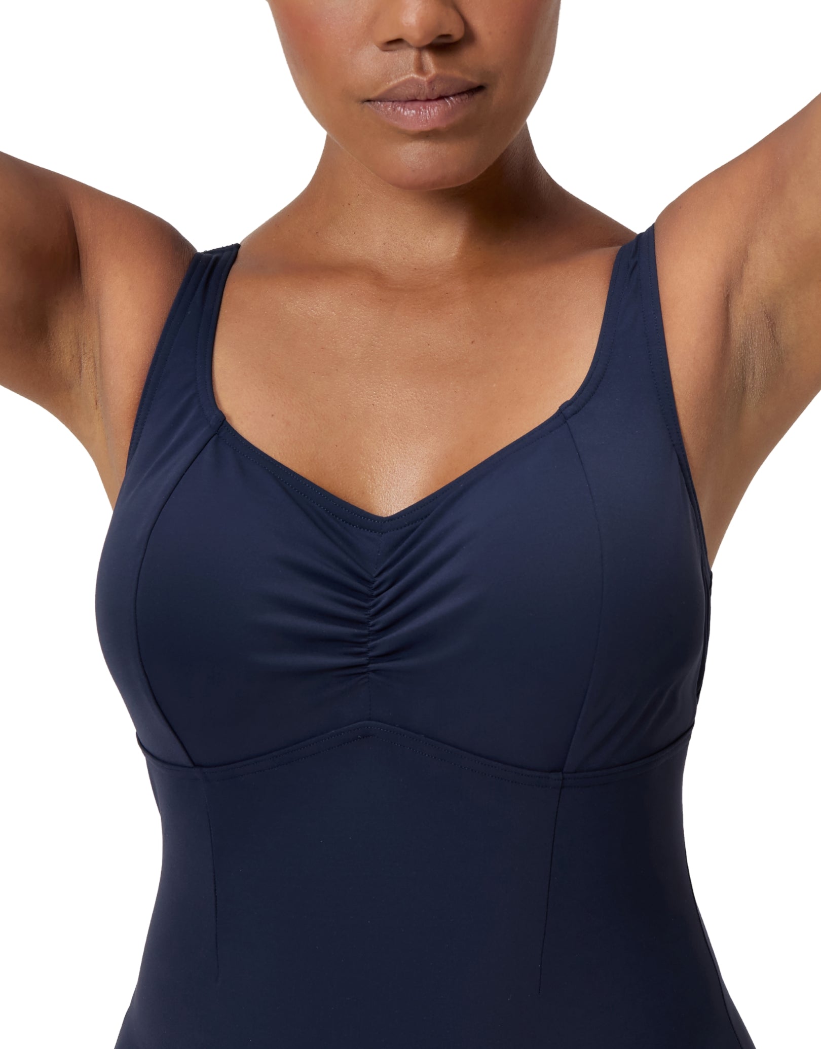 Shaping Aquanite Swimsuit for Women - High Waist Tummy Control One Piece Bathing Suit in Navy Blue | Perfect for Beach Vacations, Pool Parties & Summer Getaways
