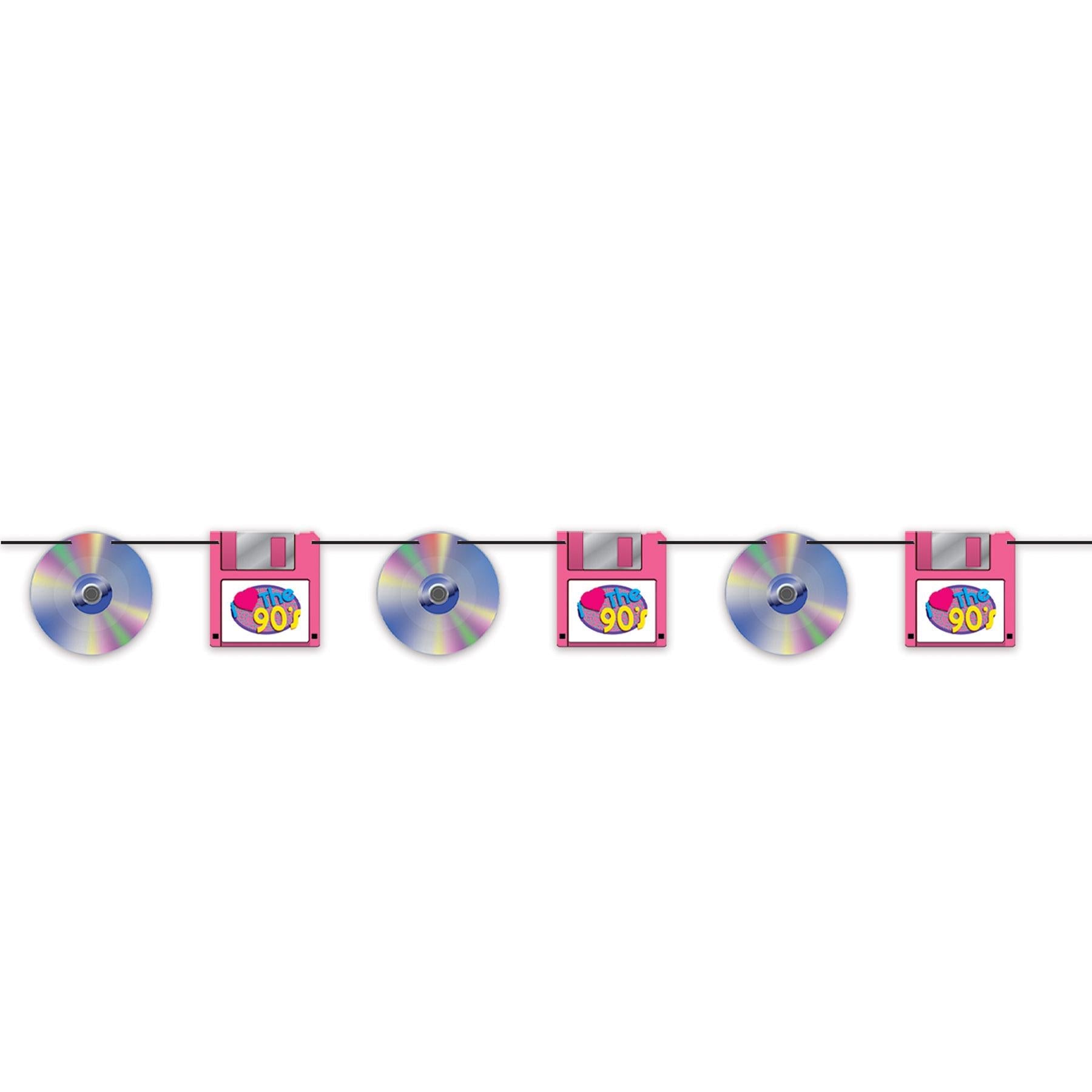 12 Pack Beistle CD & Floppy Disk Party Streamers - Retro Computer Theme Party Decorations for 80s 90s Themed Events, Birthday Parties & Office Celebrations
