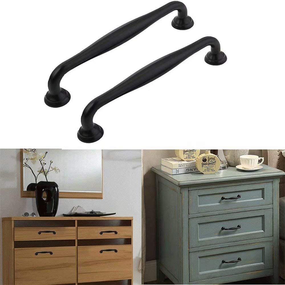 **10-Pack Black Cabinet Handles & Drawer Pulls - Durable Zinc Alloy Minimalist Cupboard Door Handles for Kitchen Cabinets, Drawers & Home Decor (128mm) - Perfect for Modern Kitchens, Bathrooms & Furniture Upgrades**