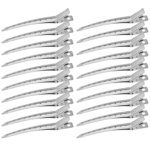 24-Pack Metal Duck Bill Hair Clips for Women - Alligator Hair Clips for Long, Curly & Thick Hair - Salon Styling, Sectioning, Roller & Pin Curl Clips - Perfect for Home Hairdressing & Professional Salon Use