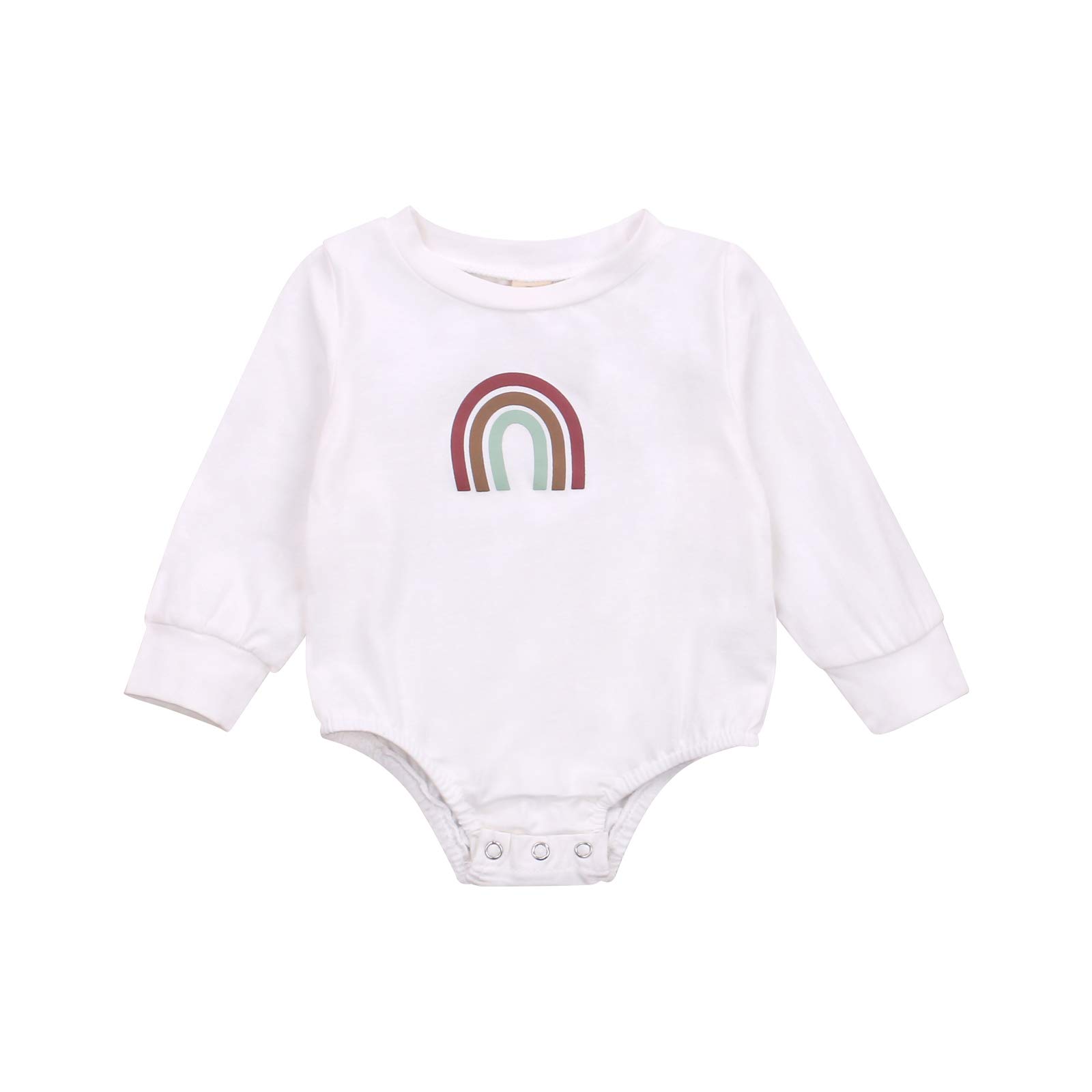 Douhoow Autumn Baby Sweatshirt Romper - Soft Long Sleeve Crewneck Jumpsuit for Newborn Boys & Girls | Rainbow Print Fall Outfit for Photo Shoots, Playdates & Family Gatherings