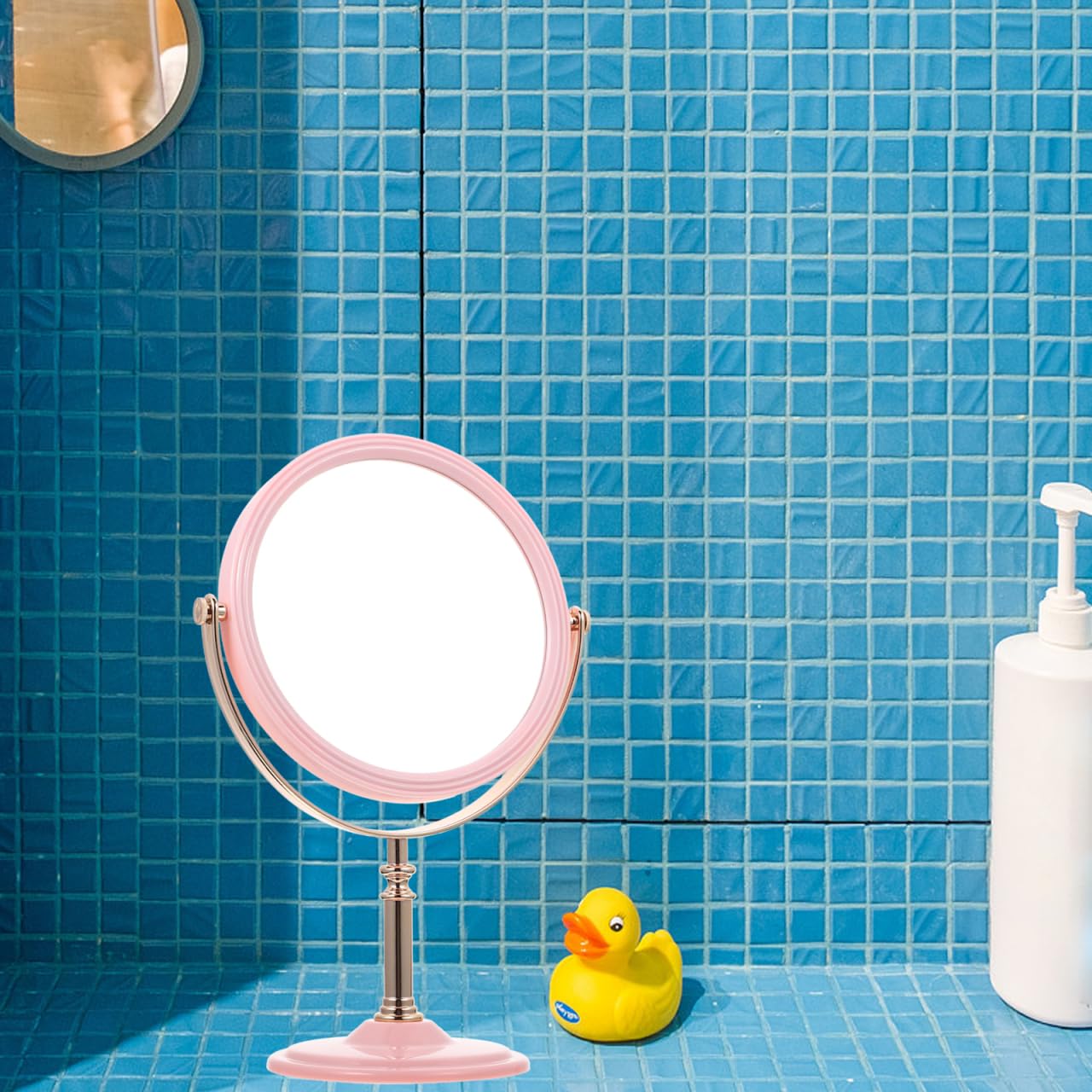 Double Sided Vanity Mirror with LED Lights - Portable Travel Makeup Mirror for Home & On-The-Go - Lighted Aluminum Frame in Pink - Perfect for Makeup Application, Skincare & Travel Essentials