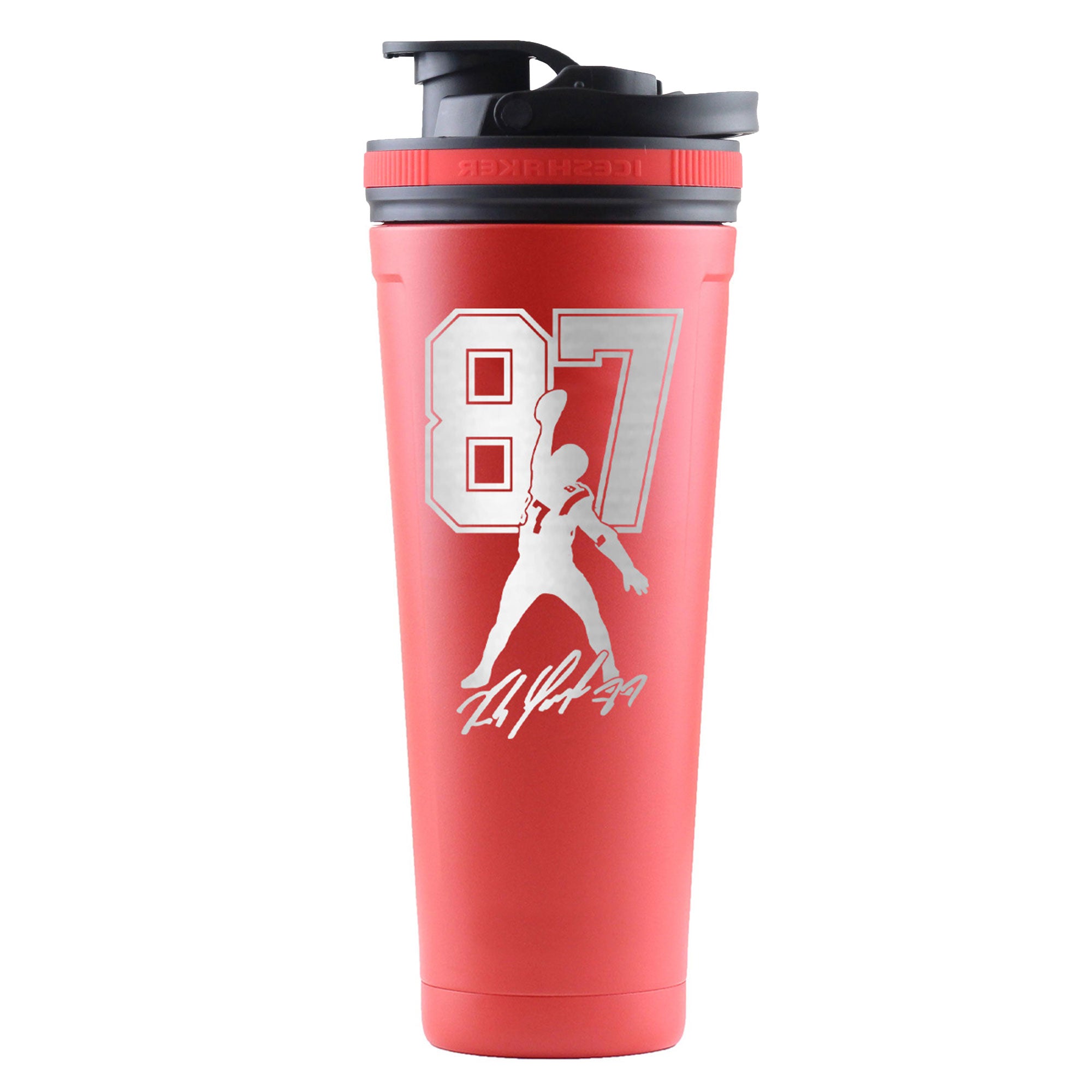 Gronk Signature Edition 36oz Stainless Steel Ice Shaker Cup - Red | Leakproof Protein Shaker Bottle for Gym, Workout & Sports | Keeps Drinks Cold for 24 Hours