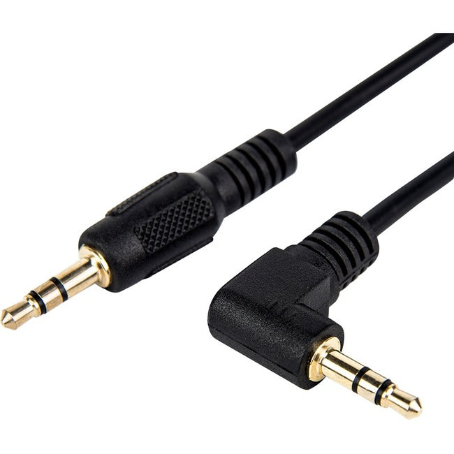 1Ft Slim 3.5mm Male to Right Angle Male Stereo Audio Cable - Black | Perfect for Headphones, Gaming Headsets & Audio Devices