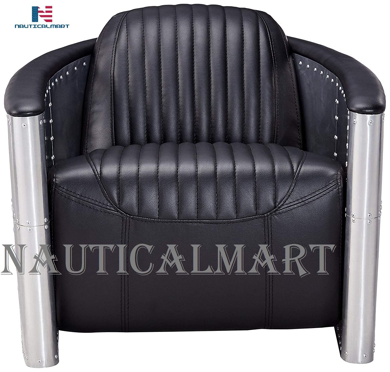NauticalMart Black Visibility Lounge Chair - Comfortable Living Room Furniture for Relaxing, Reading & Watching TV