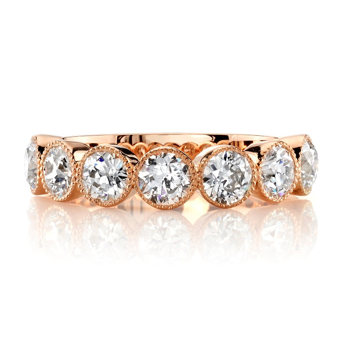 18K Rose Gold Single Stone Gabby Half Band Ring - Elegant Jewelry for Women, Perfect for Weddings, Anniversaries & Special Occasions