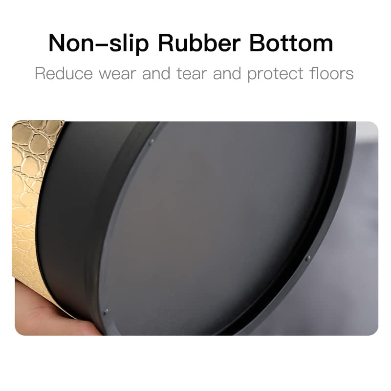 2.6 Gallon Small Office Trash Can with Gold Crocodile Pattern - Bathroom Garbage Bin, Bedroom Waste Basket for Living Room - Ideal for Home, Office & Dorm Use