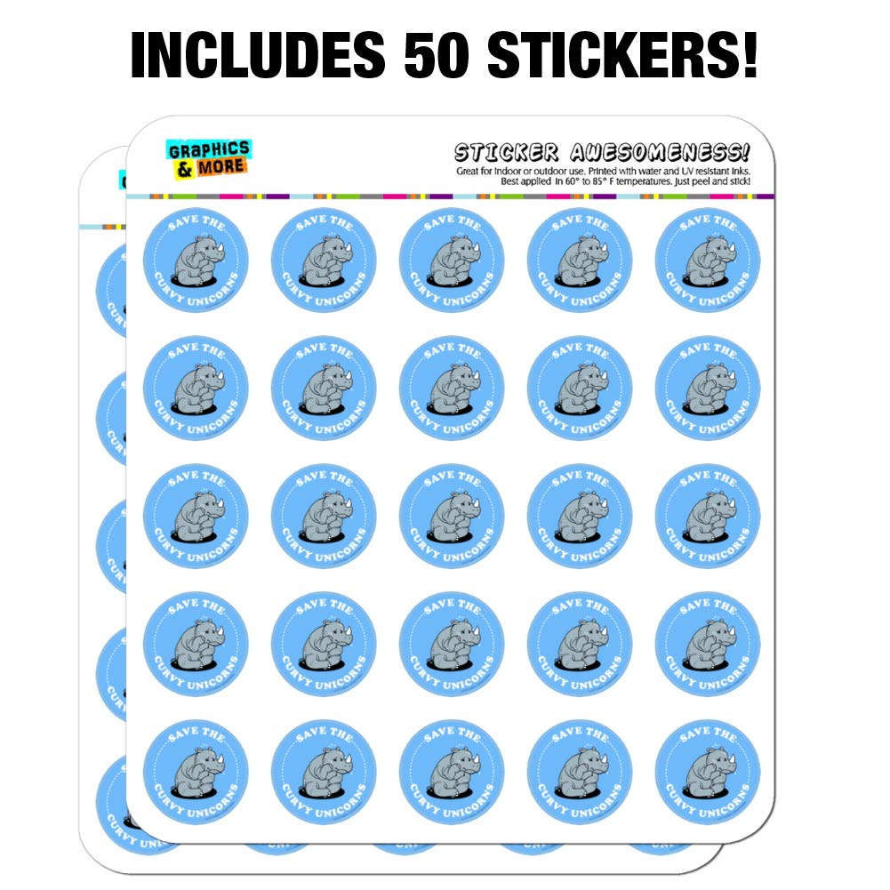 Save The Curvy Unicorns Rhino - Funny Humor Planner Stickers for Calendar, Scrapbooking & Crafting - Perfect for Bullet Journals, DIY Projects & Gift Wrapping