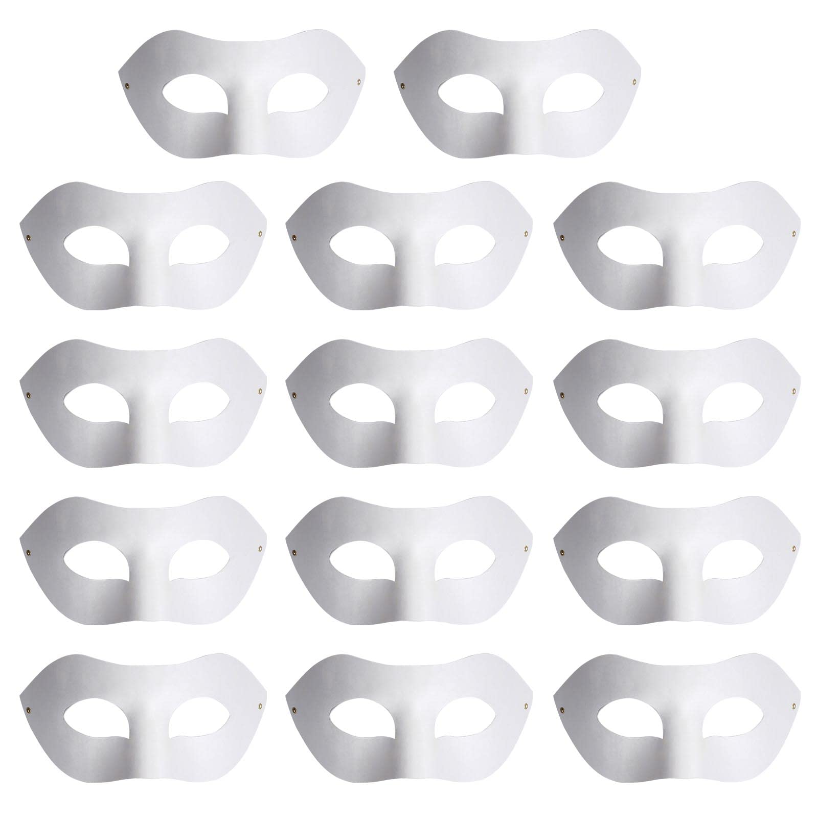 Yookat 14-Piece White Paper Art Masks - Paintable DIY Craft Masks for Mardi Gras, Masquerade Parties, Halloween Costumes & Art Projects