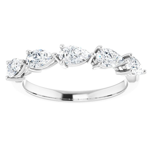 1.25 Carat Pear Cut Diamond Wedding Band - 5 Stone Anniversary Ring for Women - Elegant Bridal Jewelry for Engagement, Proposal & Special Occasions