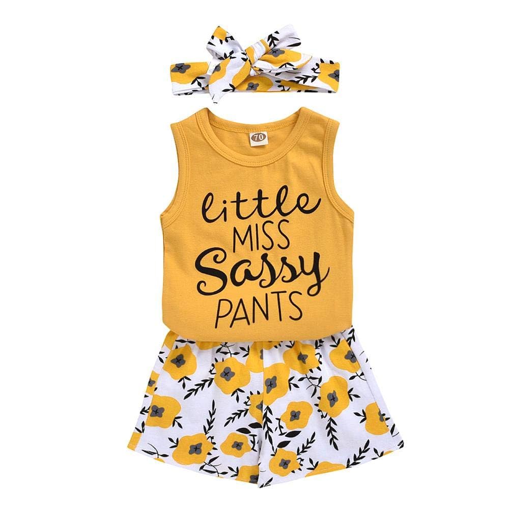 Toddler Girl Summer Outfits - Floral Sleeveless Tank Top & Shorts Set with Headband | Cute Playtime & Beachwear for Toddlers
