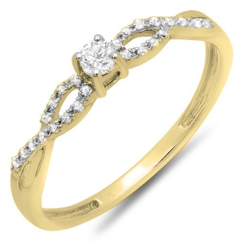 Dazzlingrock Collection 0.20 Carat 18K Solid Gold Round Diamond Engagement Ring for Women - Perfect for Bridal, Promise, Anniversary & Wedding Jewelry Gifts